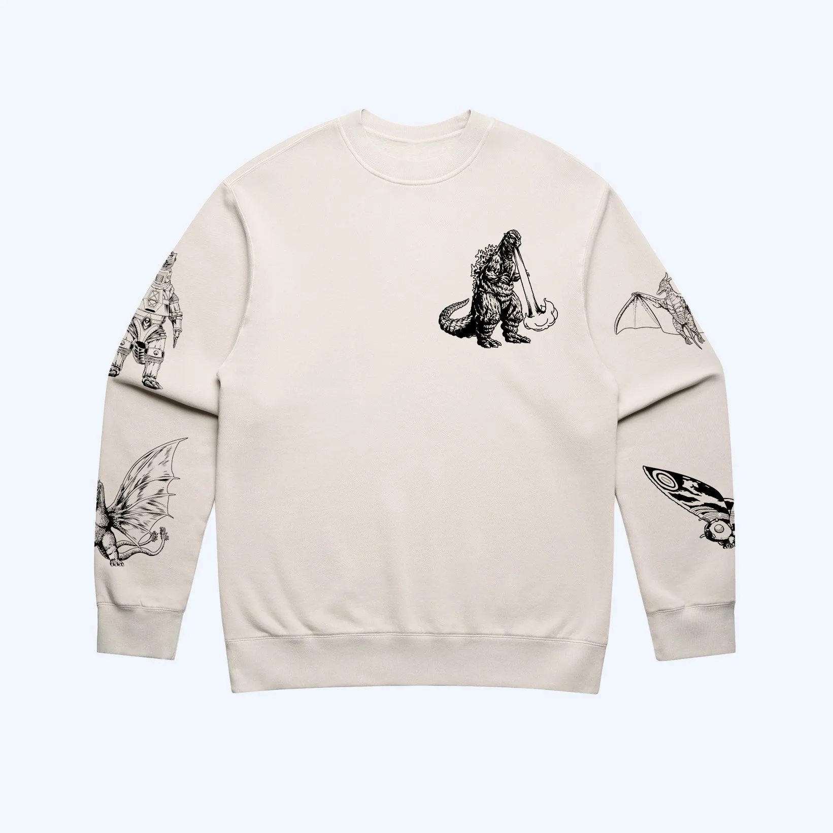 Godzilla Kaiju Print Sweatshirt - Cream