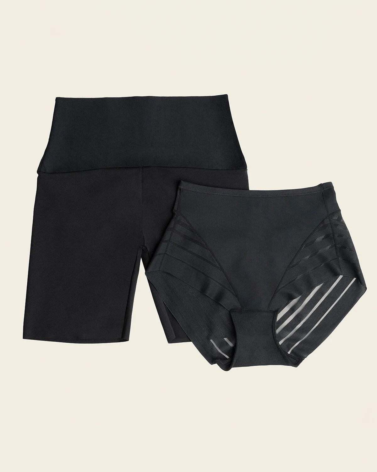 PowerStay Short & Stripe Undetectable Panty Bundle in Black