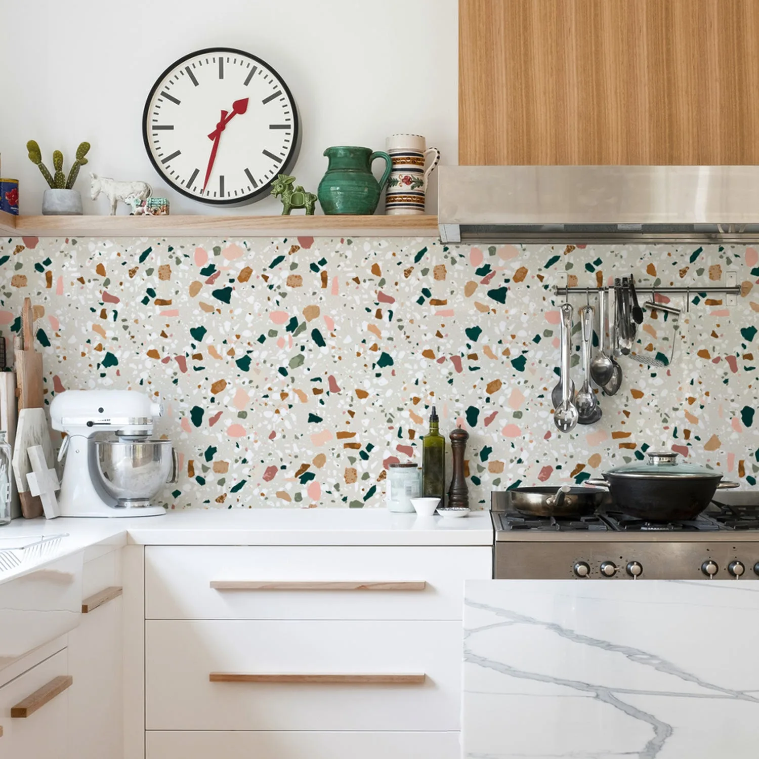 Earth Tone Terrazzo Backsplash