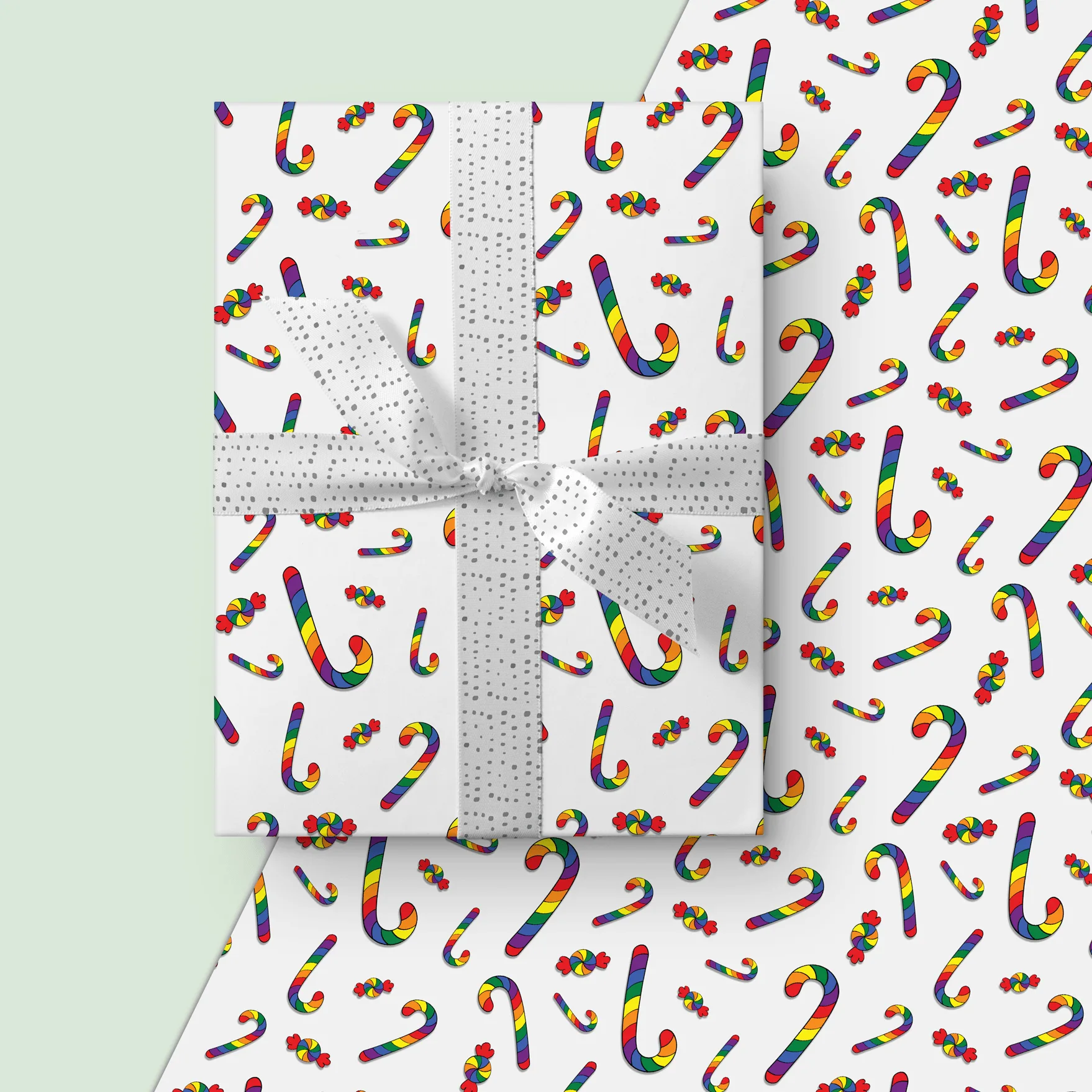 Papel de regalo de bastón de caramelo: cómo envolver regalos navideños