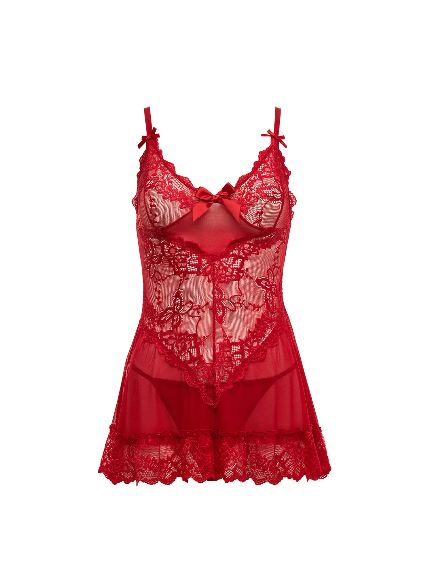 Curvy Valentine Lacey Babydoll Set