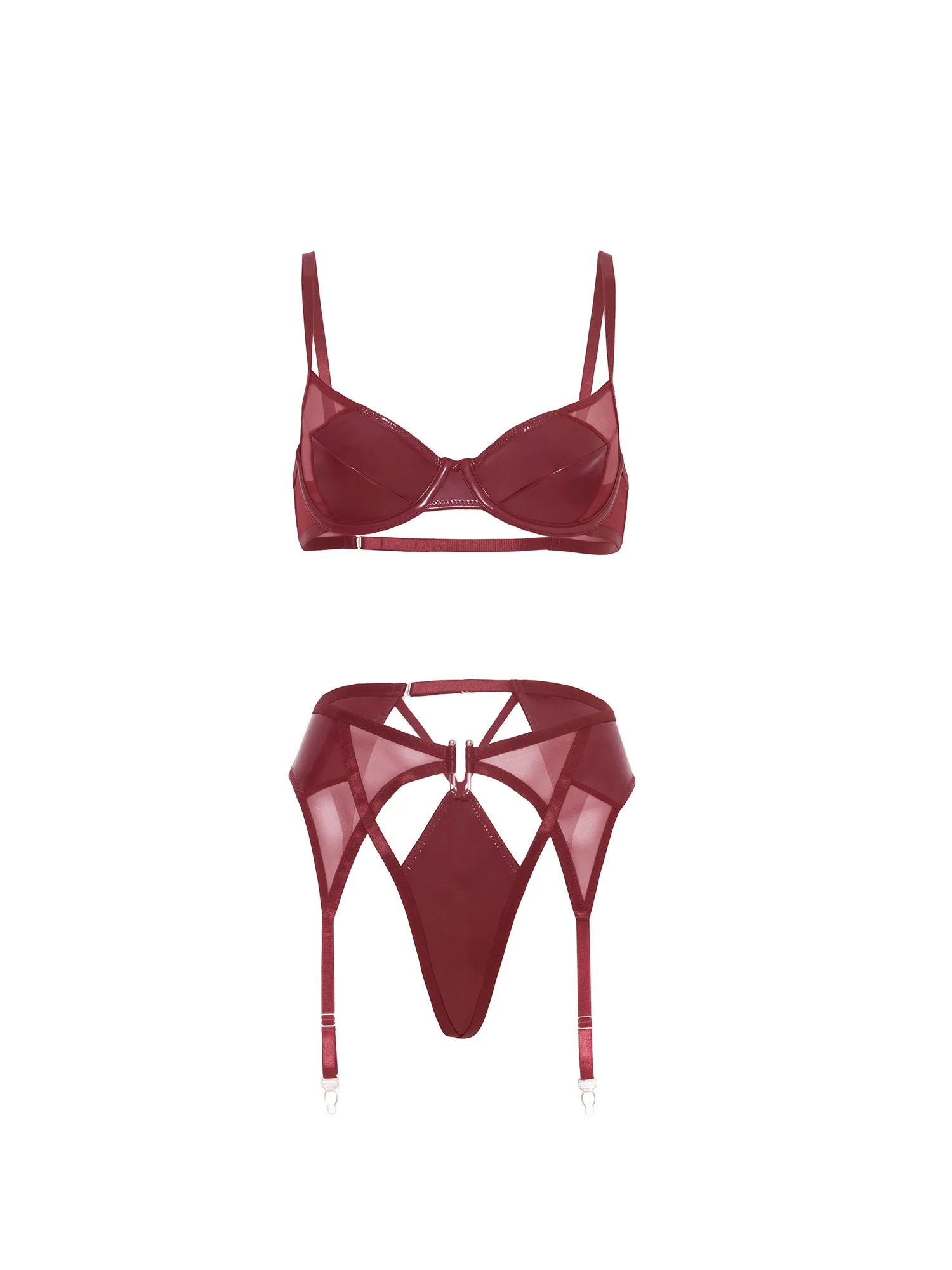 Ensemble soutien-gorge et culotte en vinyle Fetish Damsel