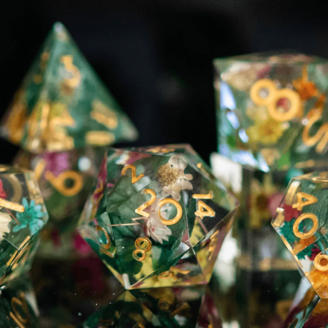 PRE-ORDER || Botanical Gardens Sharp-Edged Resin Dice Set