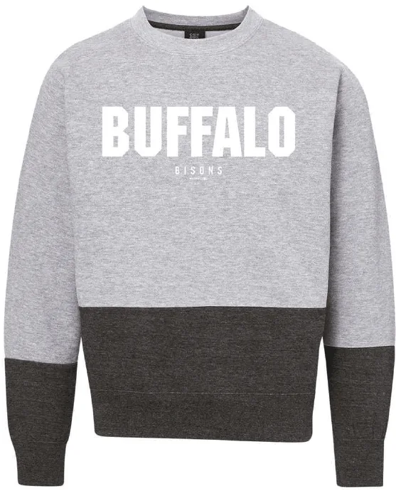 Buffalo Bisons Heather Grey Colorblock Crewneck