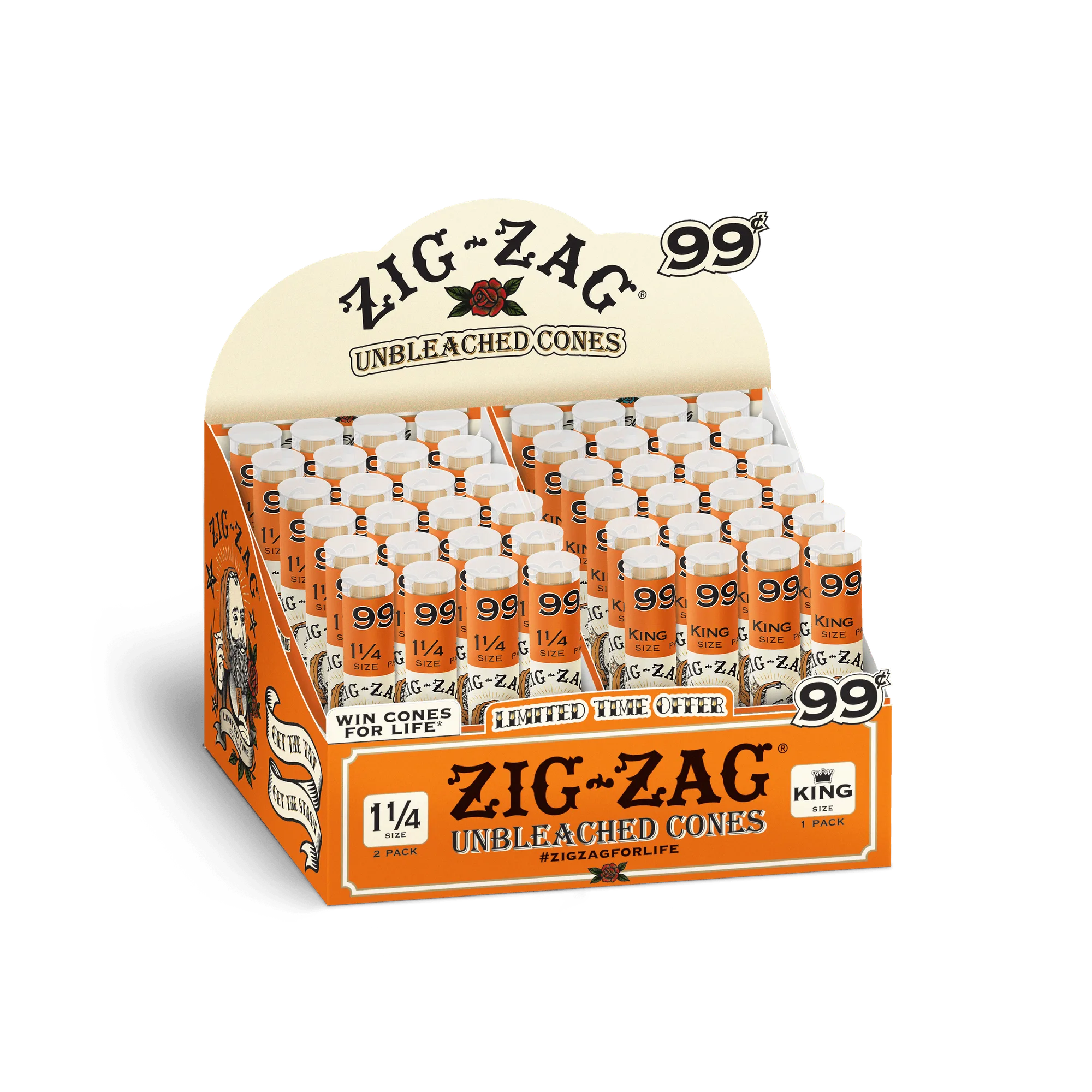 Zig Zag 1 1/4 & King Limited Edition Unbleached Cones - Pre-priced $0.99