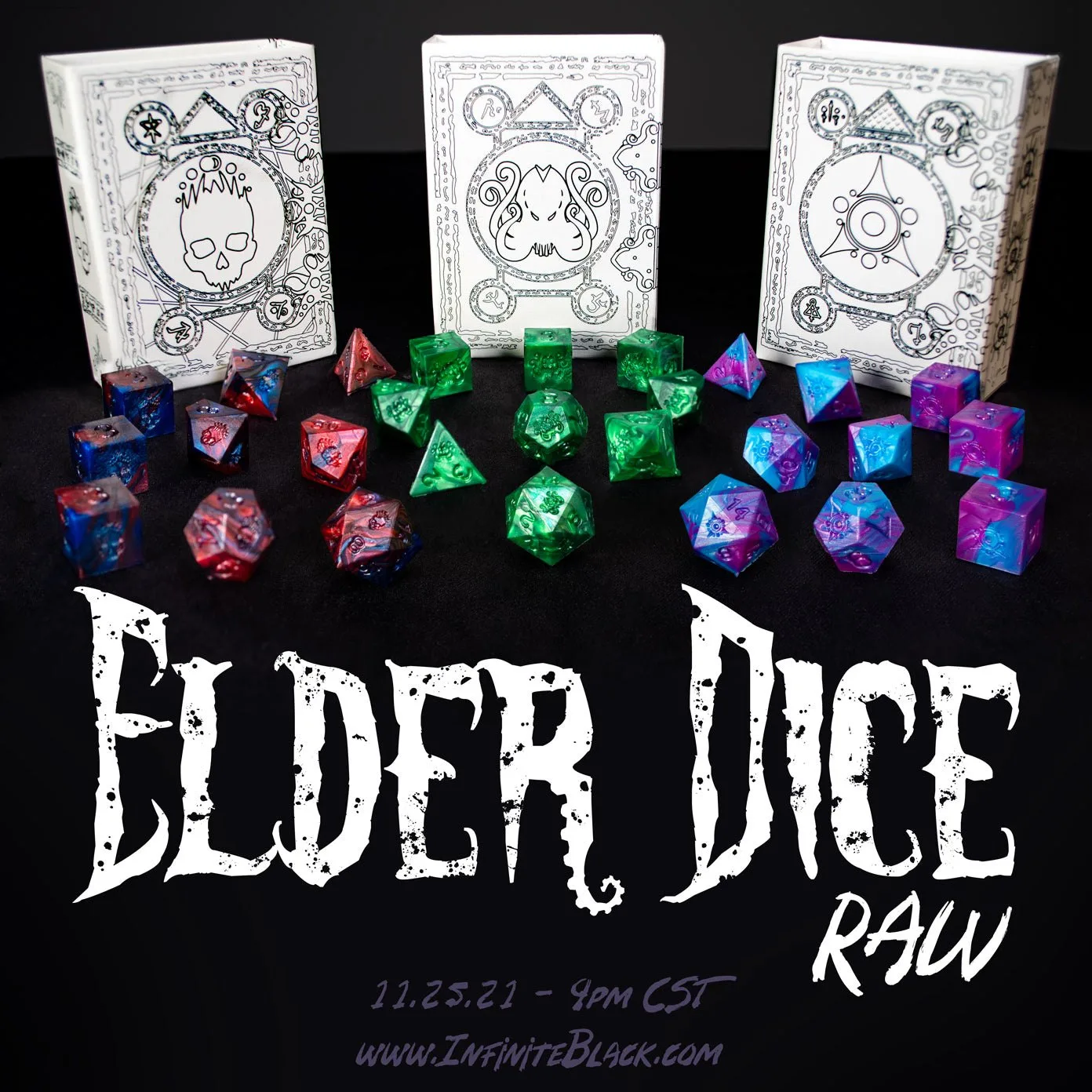 مجموعة Elder Dice Raw الكاملة - 3 مجموعات متعددة السطوح