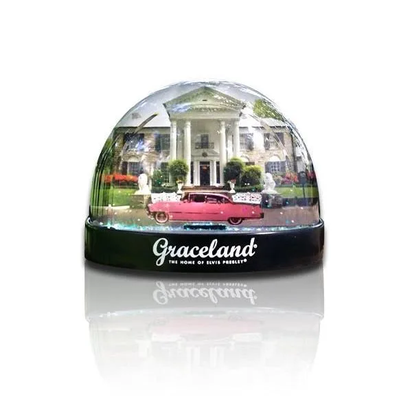 Graceland- und rosa Oldtimer-Schneekugel-Magnet