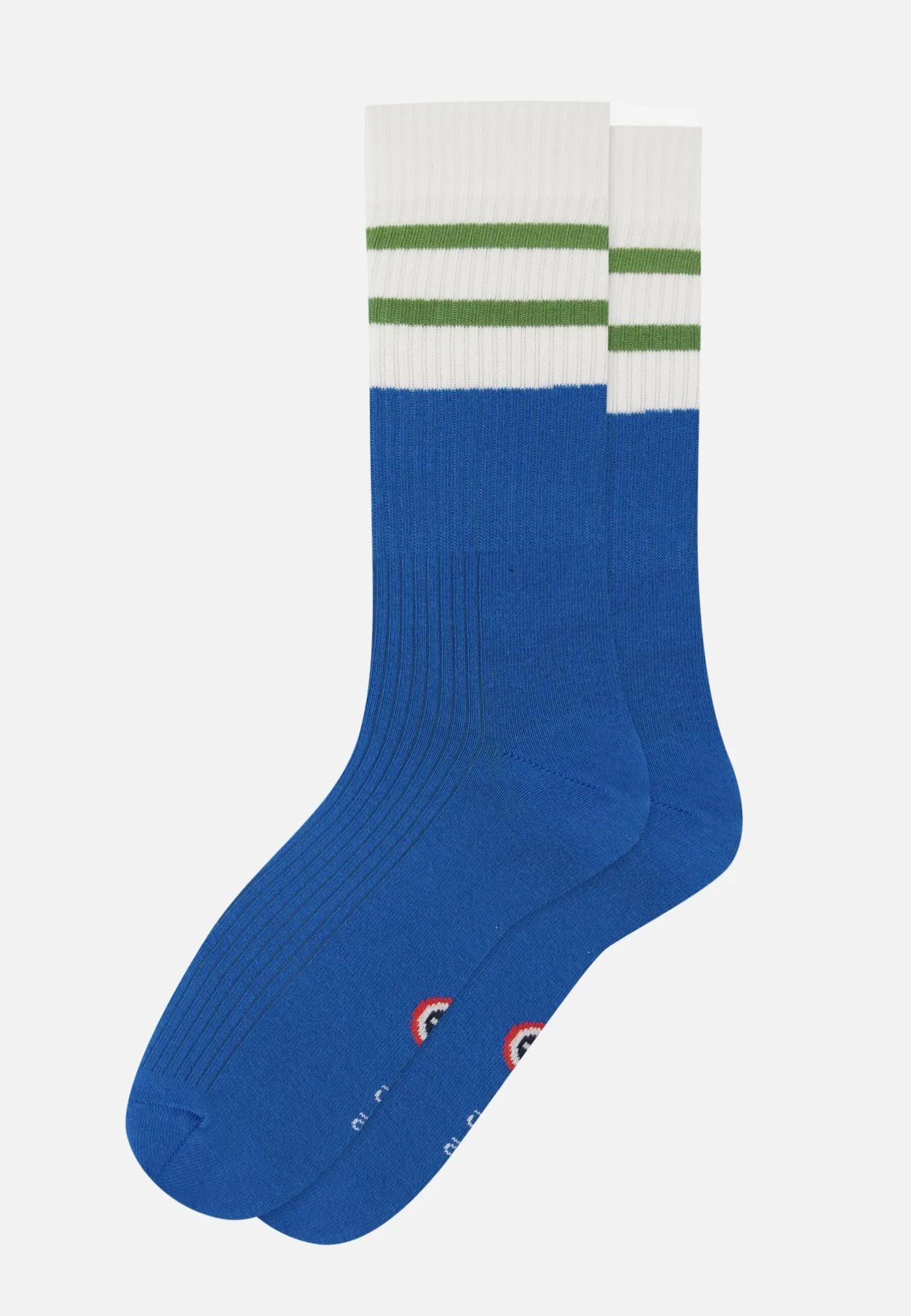 جوارب رياضية متوسطة الارتفاع مخططة بالتركواز والأخضر النعناعي - Wilfried Rayures Bleu Turquoise Mint Green