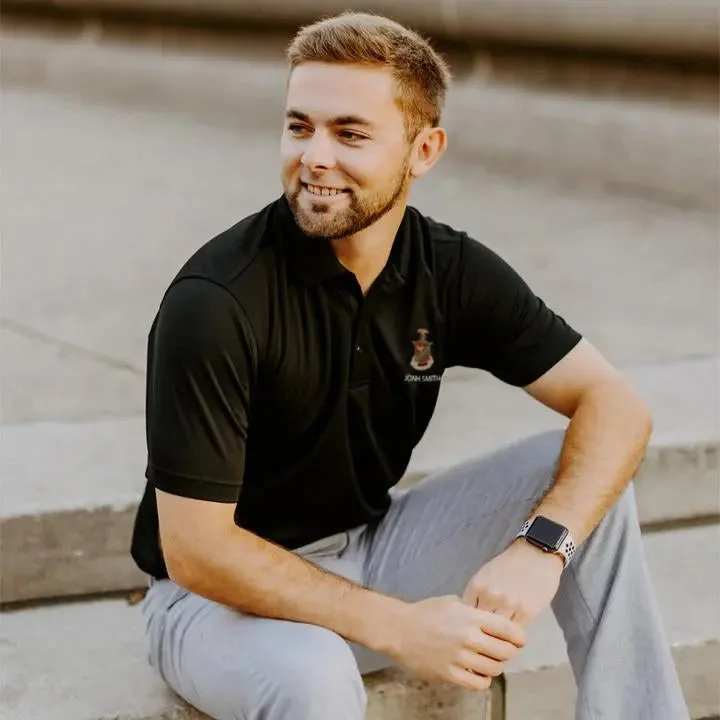 Personalized Kappa Sig Crest Black Performance Polo