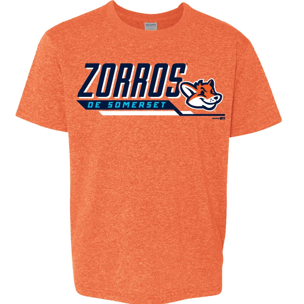 Somerset Patriots Youth SoftStyle Heathered Copa Zorros de Somerset Disposition Tshirt