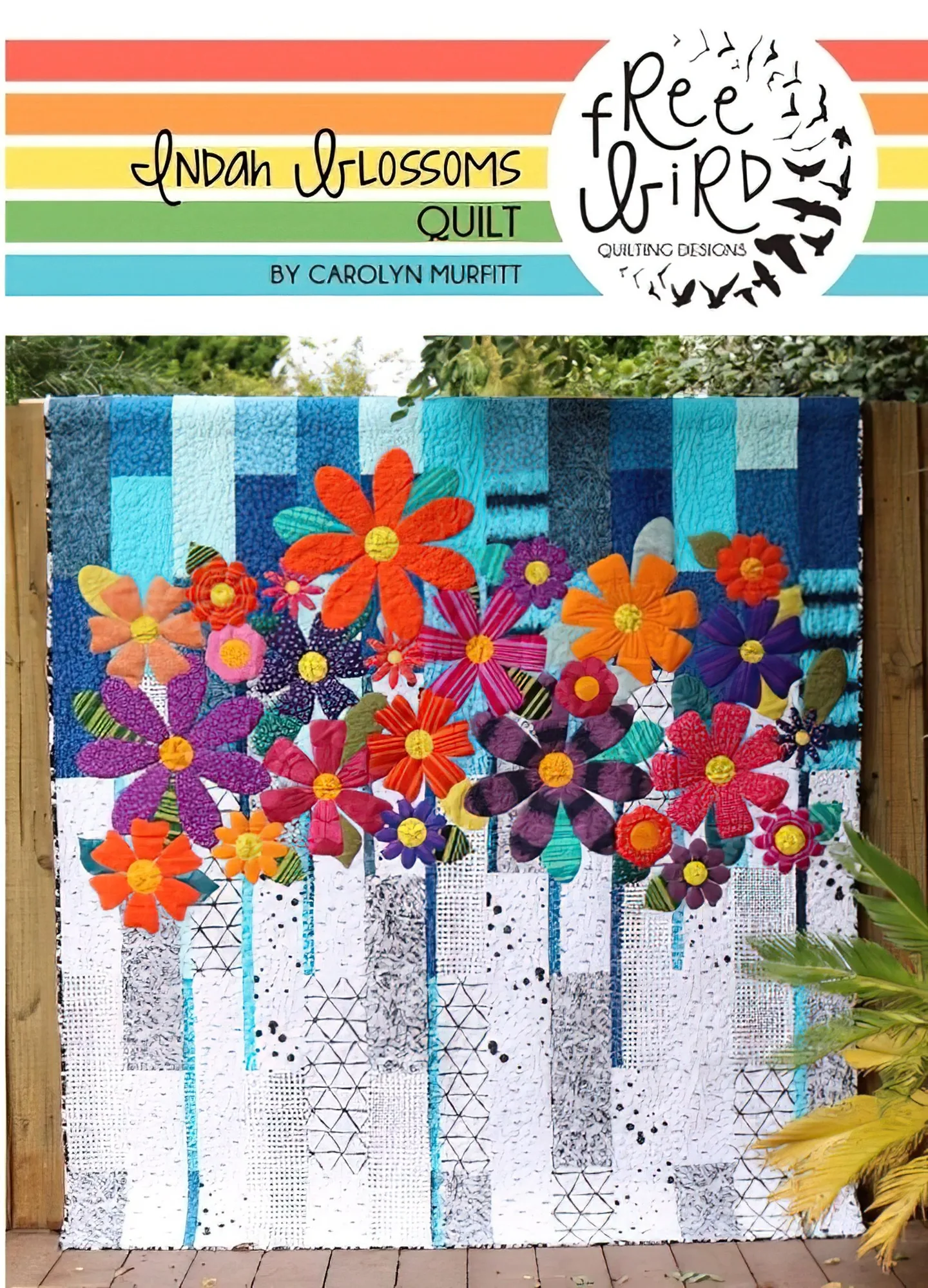نمط لحاف Indah Blossoms من Free Bird Quilting Designs