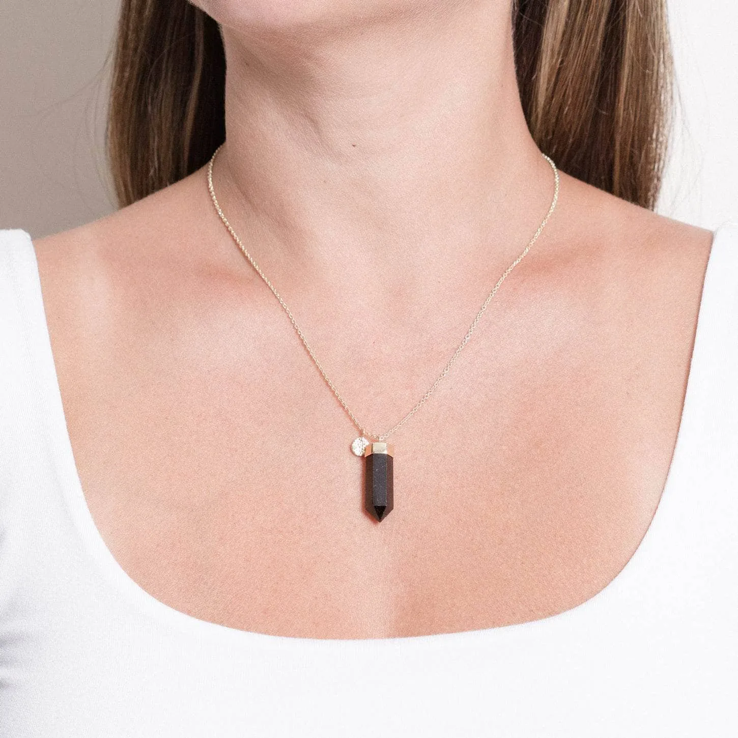 BLACK TOURMALINE CRYSTAL POINT NECKLACE