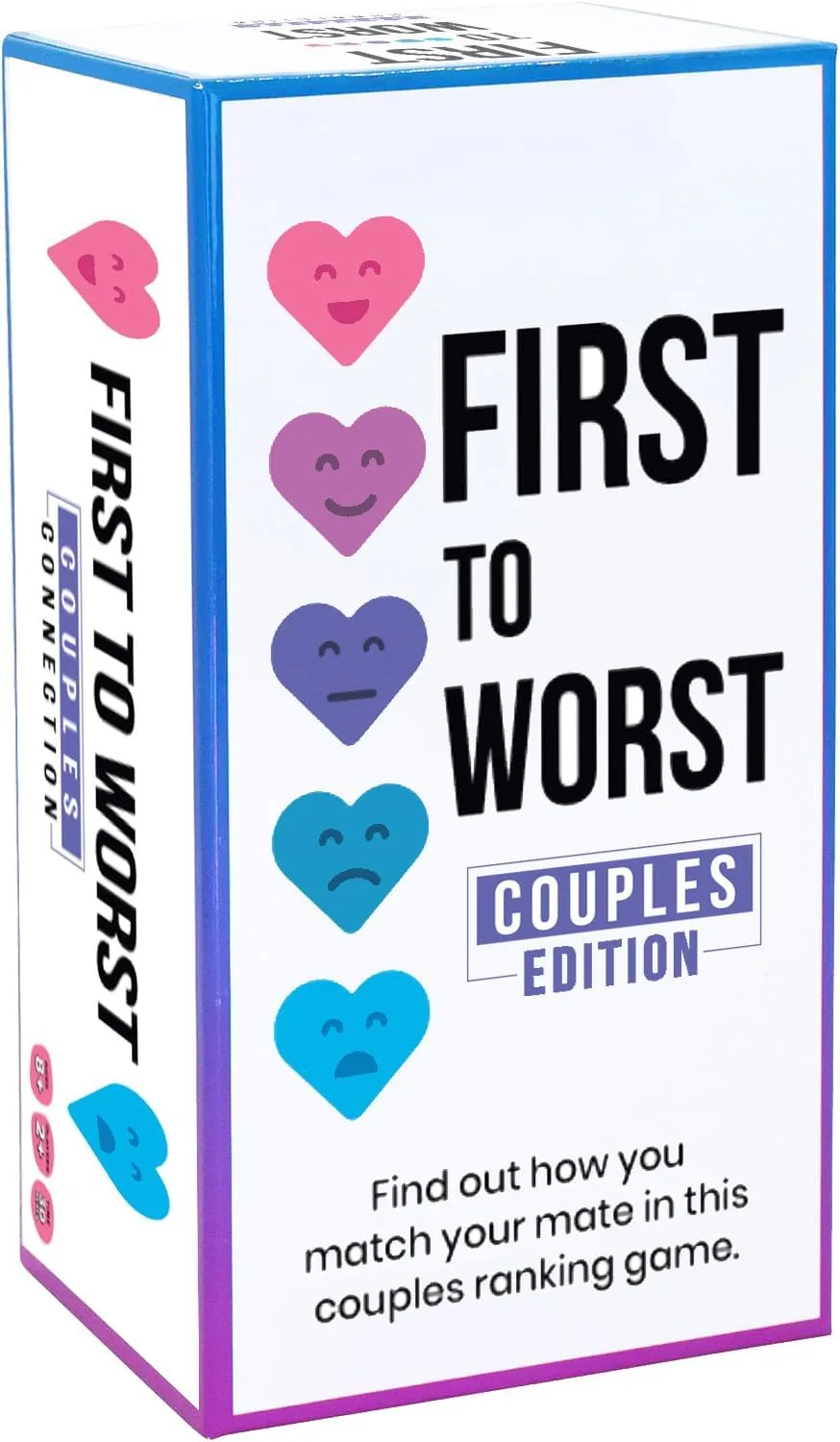 لعبة الحفلات First to Worst – اتصال الأزواج لعبة بطاقات علاقات للبالغين للحفلات الرومانسية لعبة تصنيف وتخمين مضحكة للأصدقاء وعيد الحب وهدايا