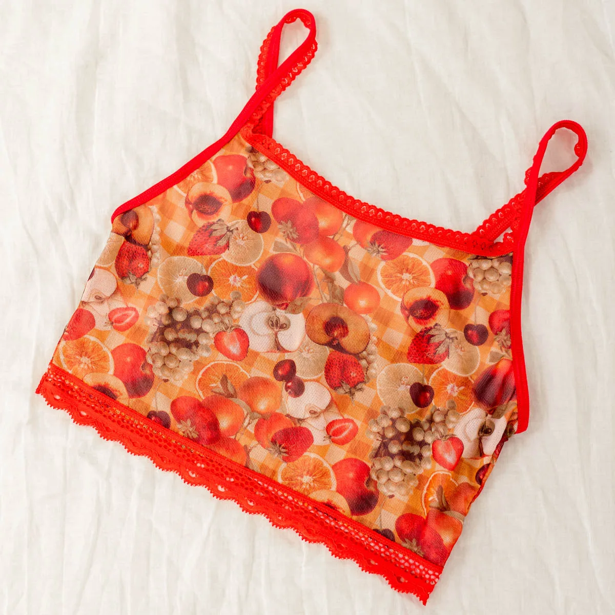 Fruity Printed Crop Cami