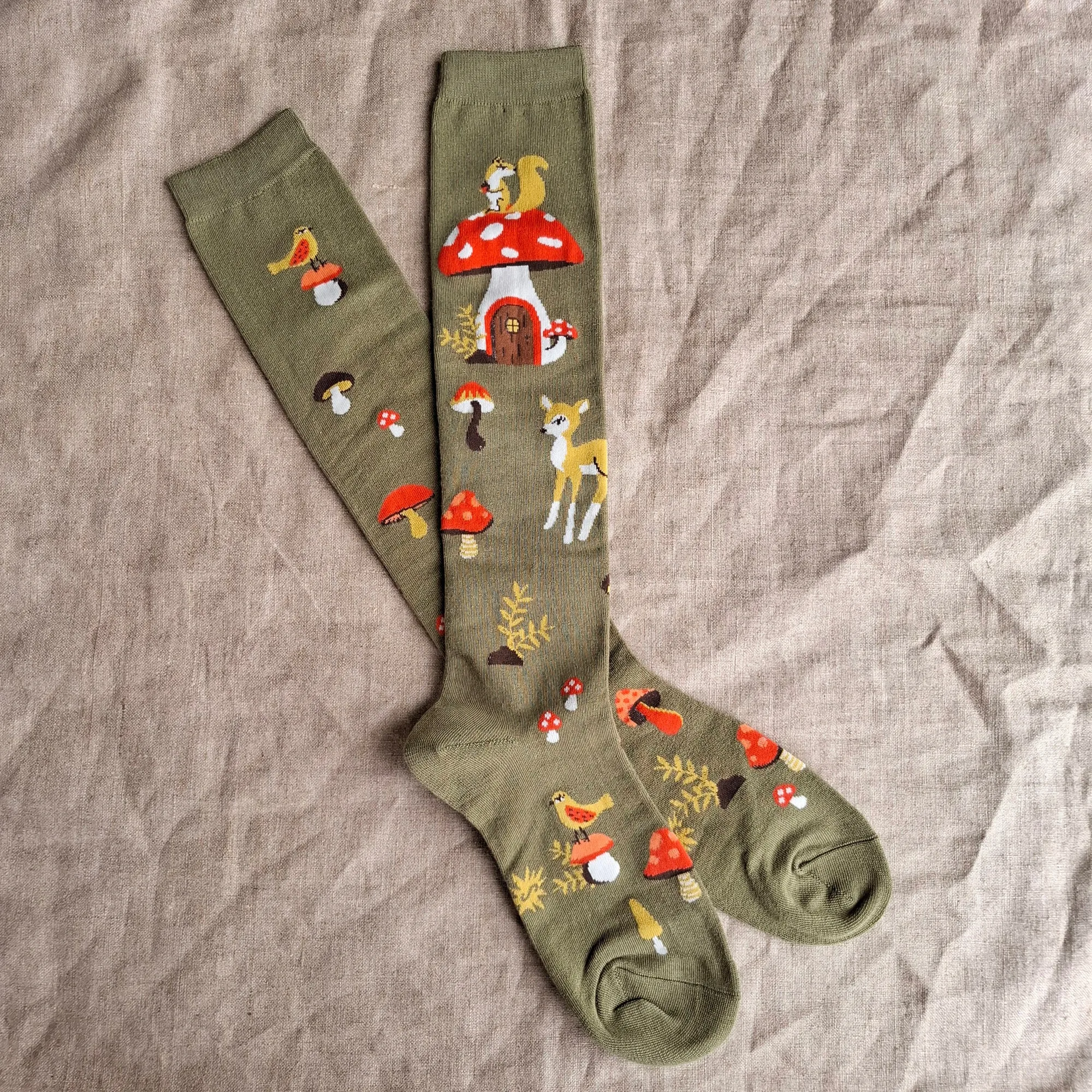 Woodland Mushroom Knee-High Socks