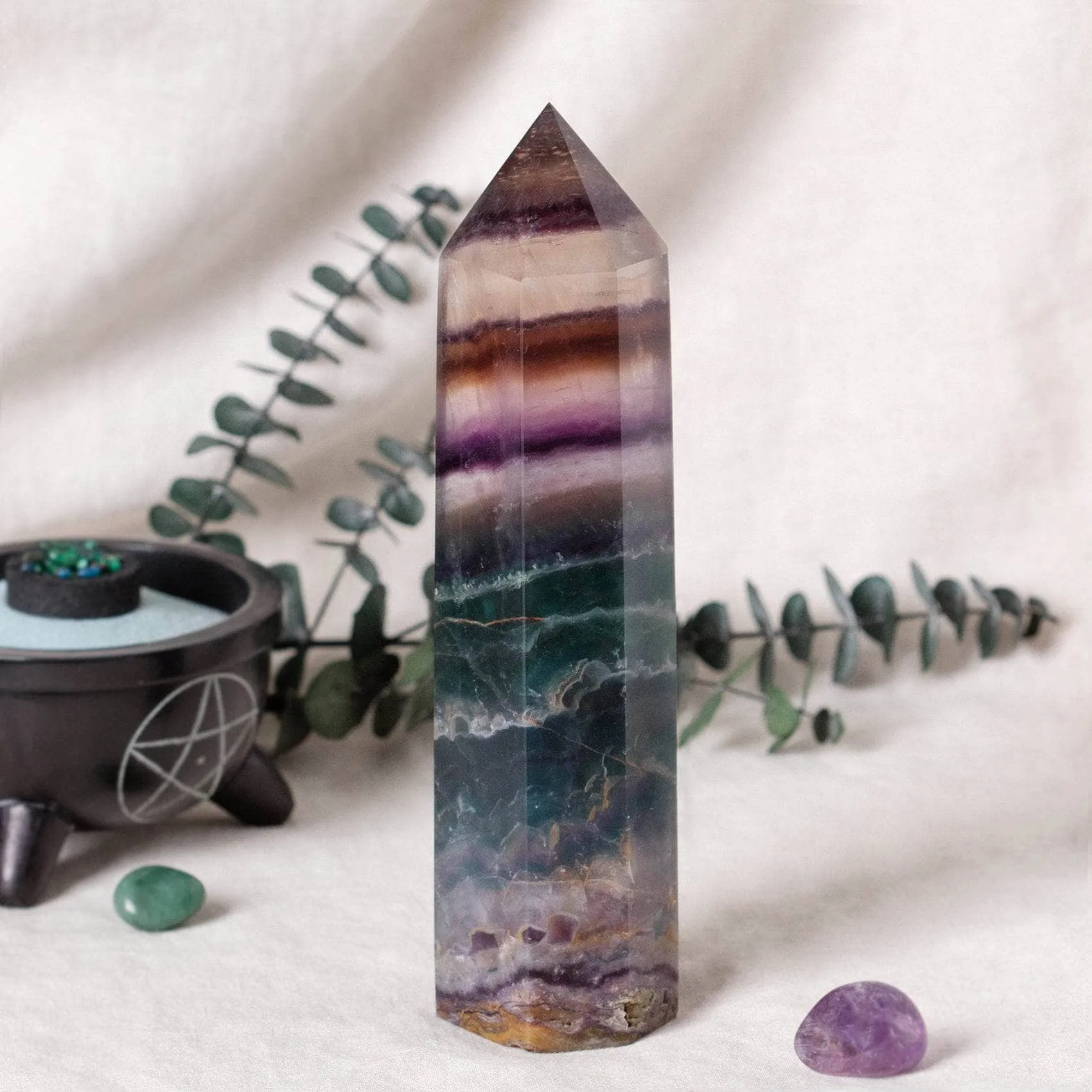 RAINBOW FLUORITE OBELISK - LARGE - AAA PREMIUM QUALITY
