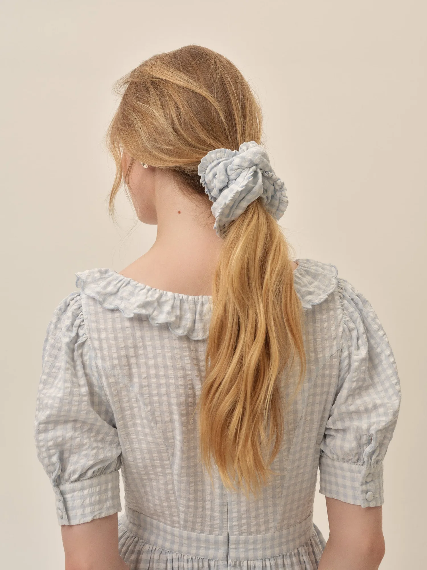 Bradford Gingham Scrunchie — Blue