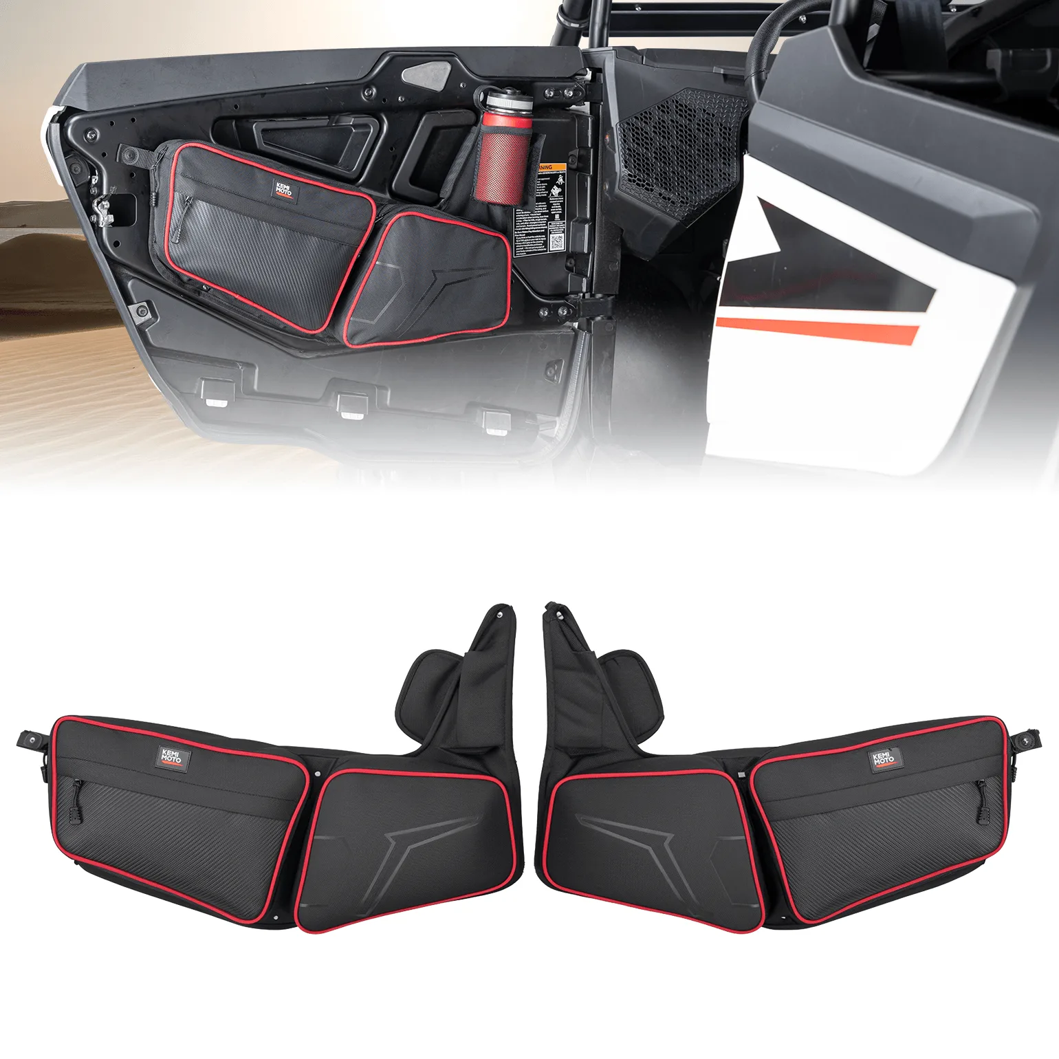 Bolsas laterales delanteras para UTV Polaris RZR, Rojo