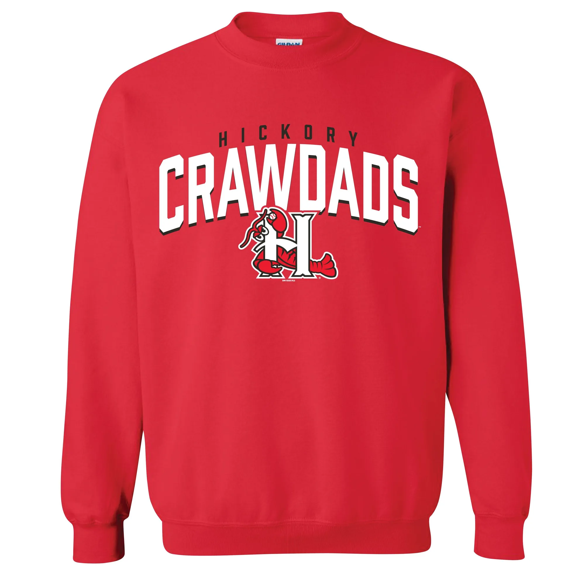 Hickory Crawdads Red Zaid Mens Crewneck Sweatshirt