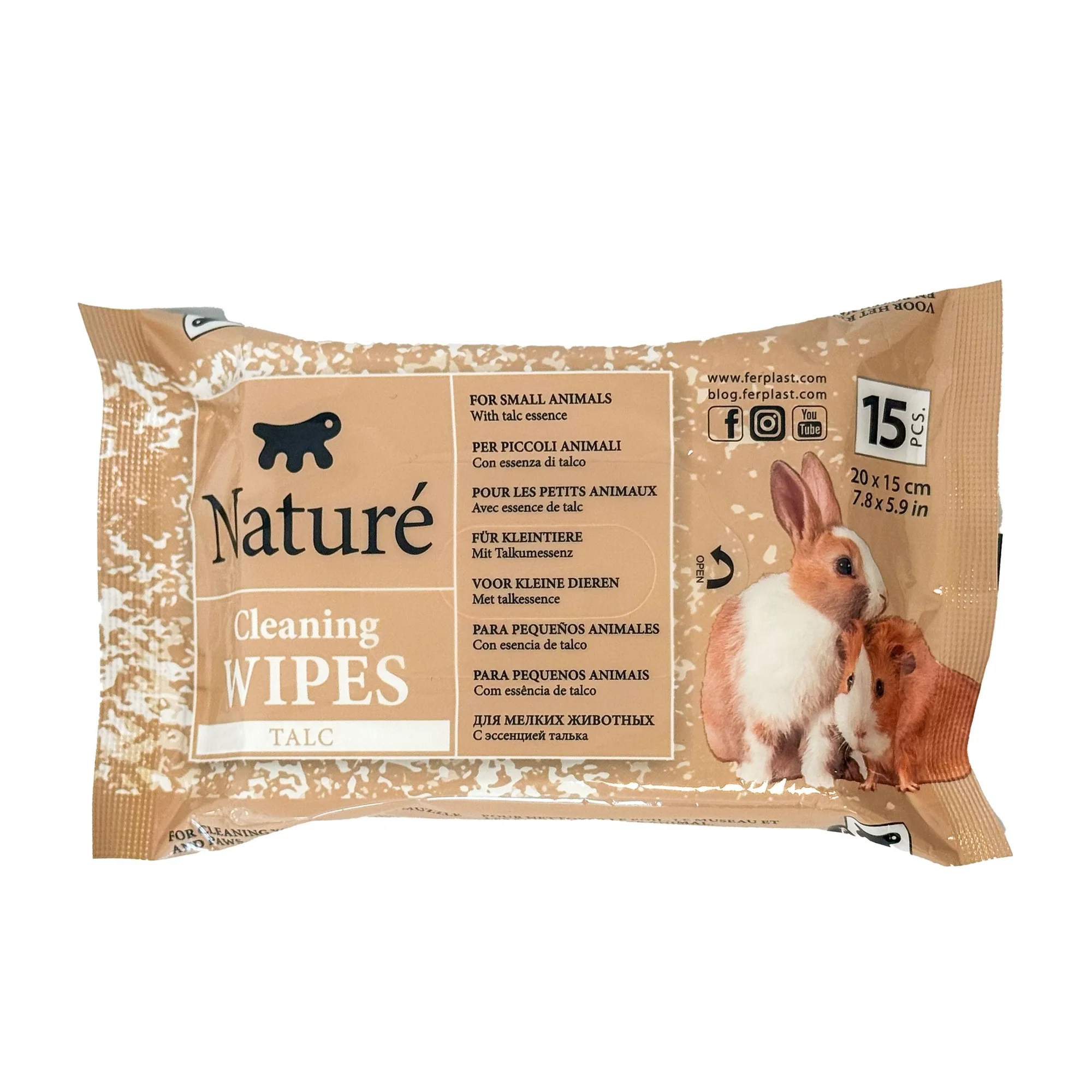 TALC WIPES FOR SMALL ANIMALS NATURÉ (X15)
