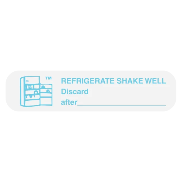 "REFRIGERATE, SHAKE WELL" Label