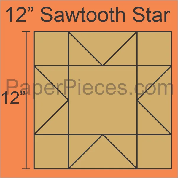 دليل EPP لنجمة ذات 12 بوصة من نوع Sawtooth Star Block