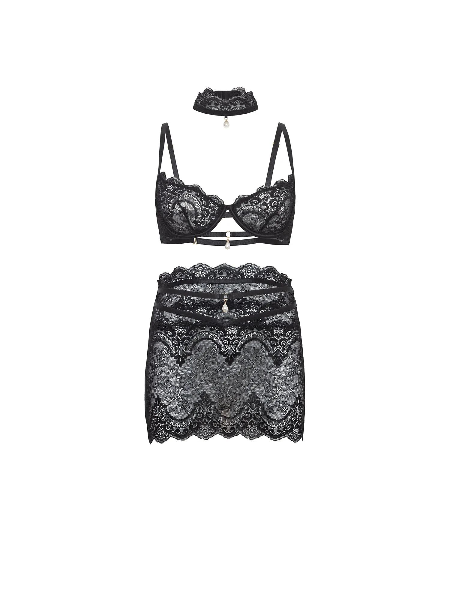 Perla Choker Bra Skirtini Set