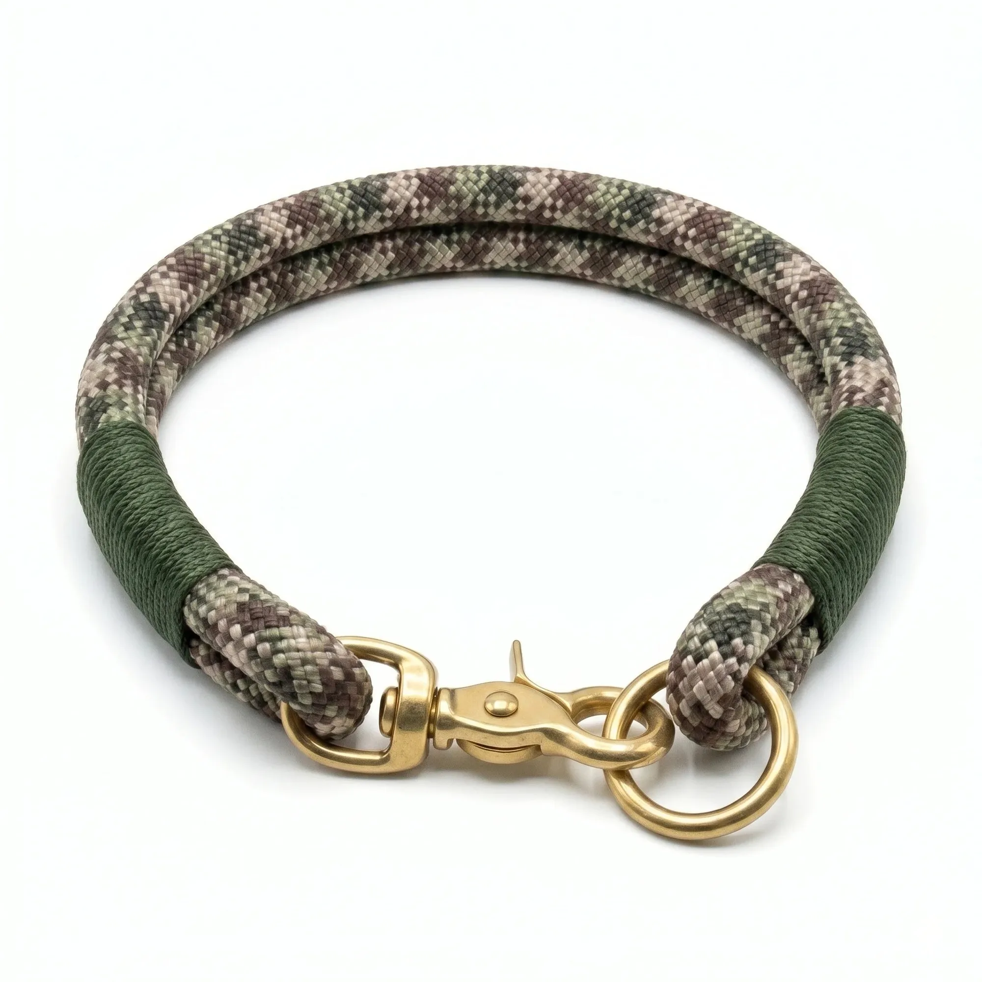 Camouflage Handmade Rope Dog Collar with whipping