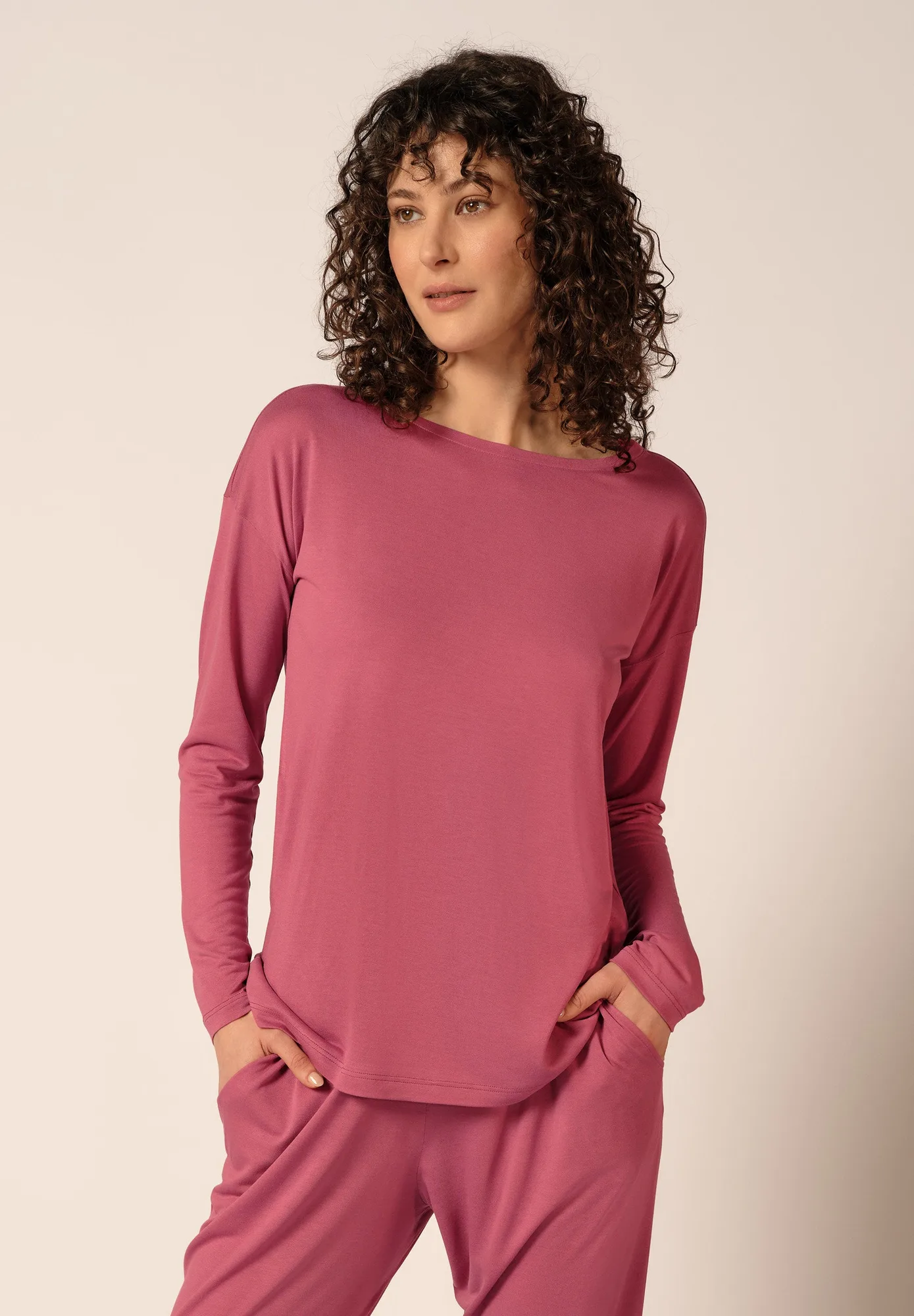 Night Basic Selection Camisa de manga larga | vino rosado 019005-01H205