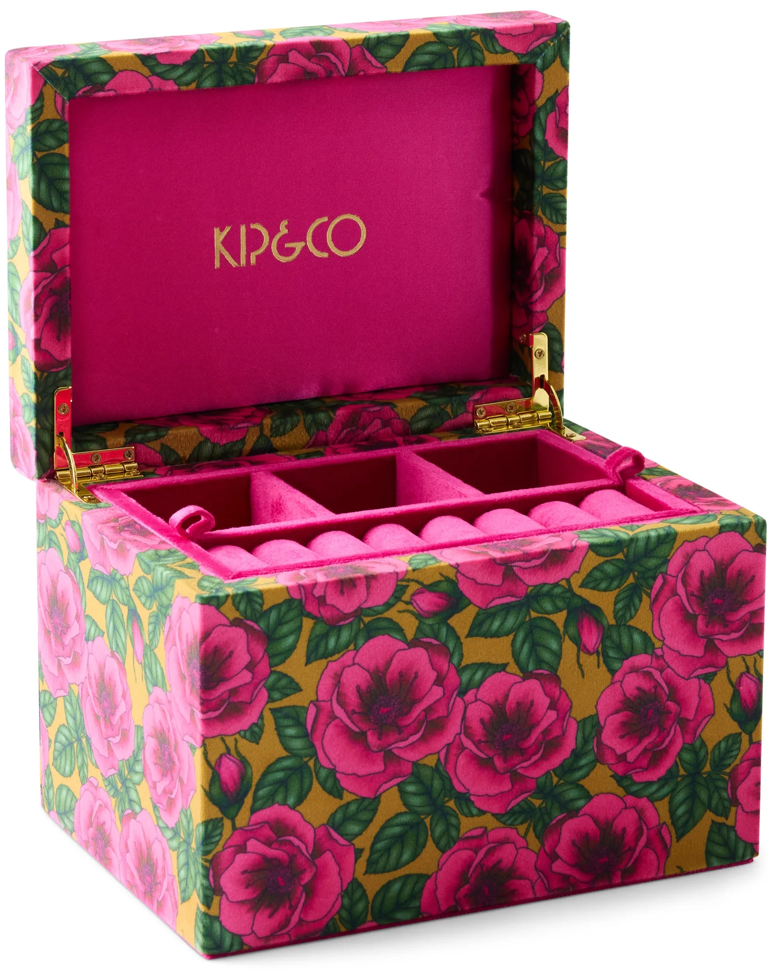 Golden Peony Velvet Jewellery Box
