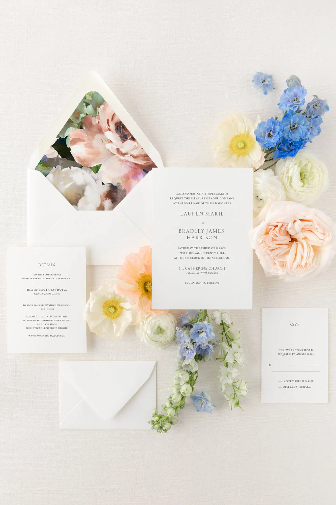 Custom Letterpress Invitations | The Lauren