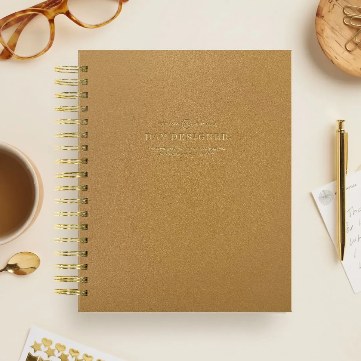 2026-27 Weekly Planner: Caramel Latte Pebble Texture