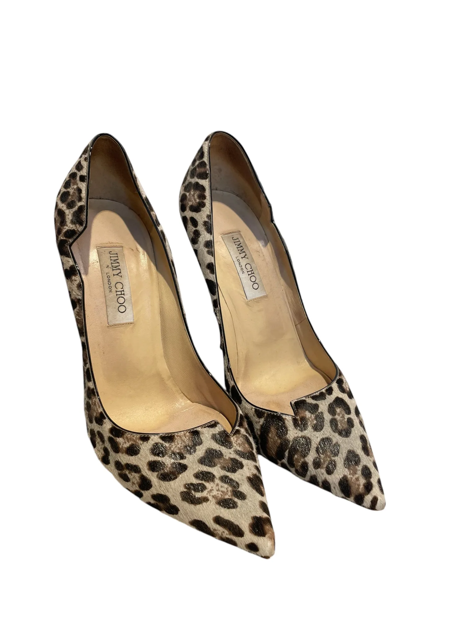 JIMMY CHOO/Tacones/EU 42/Leopardo/Mohair/BGE/TACÓN EN FORMA DE Y