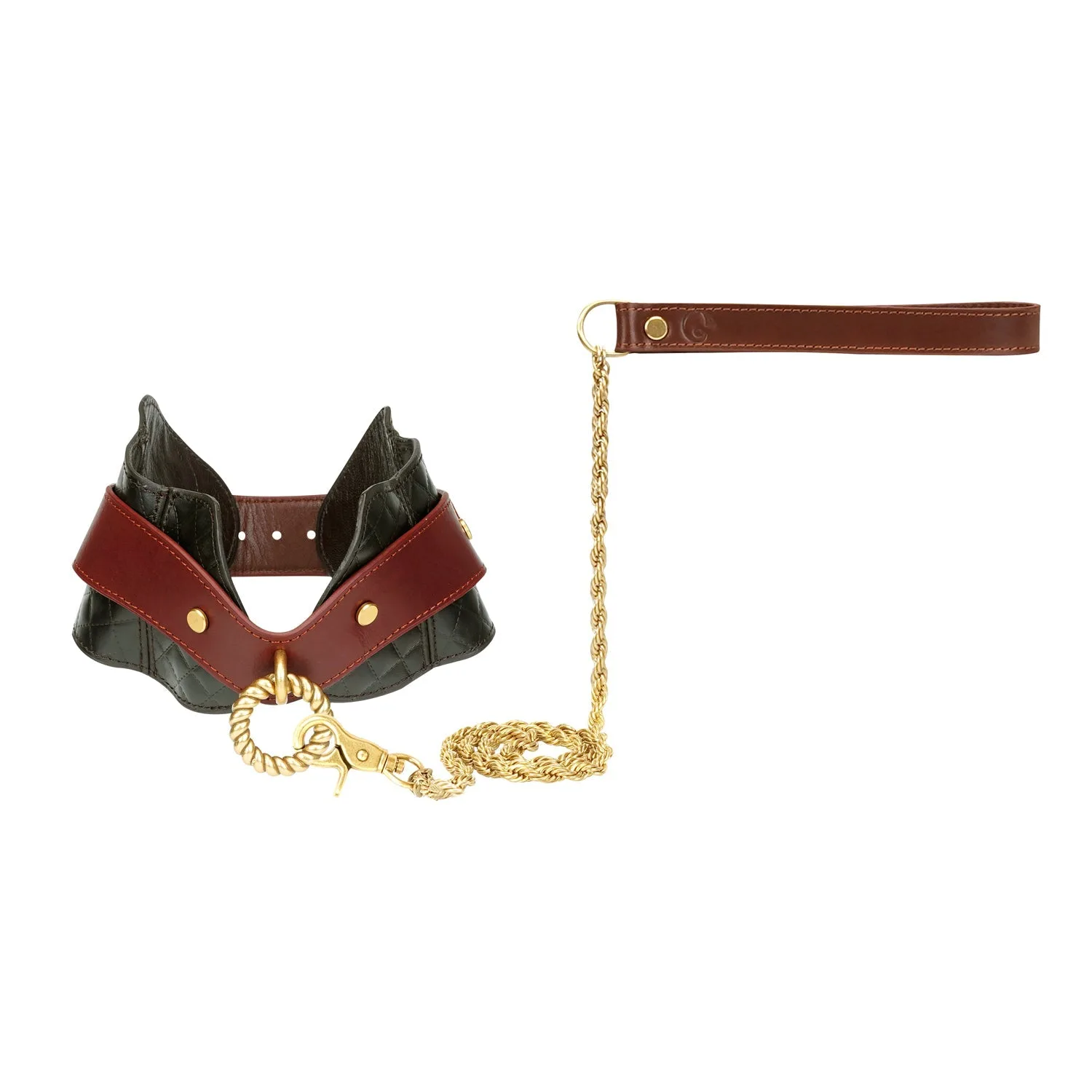The Equestrian: Collar de postura de cuero y correa de cadena