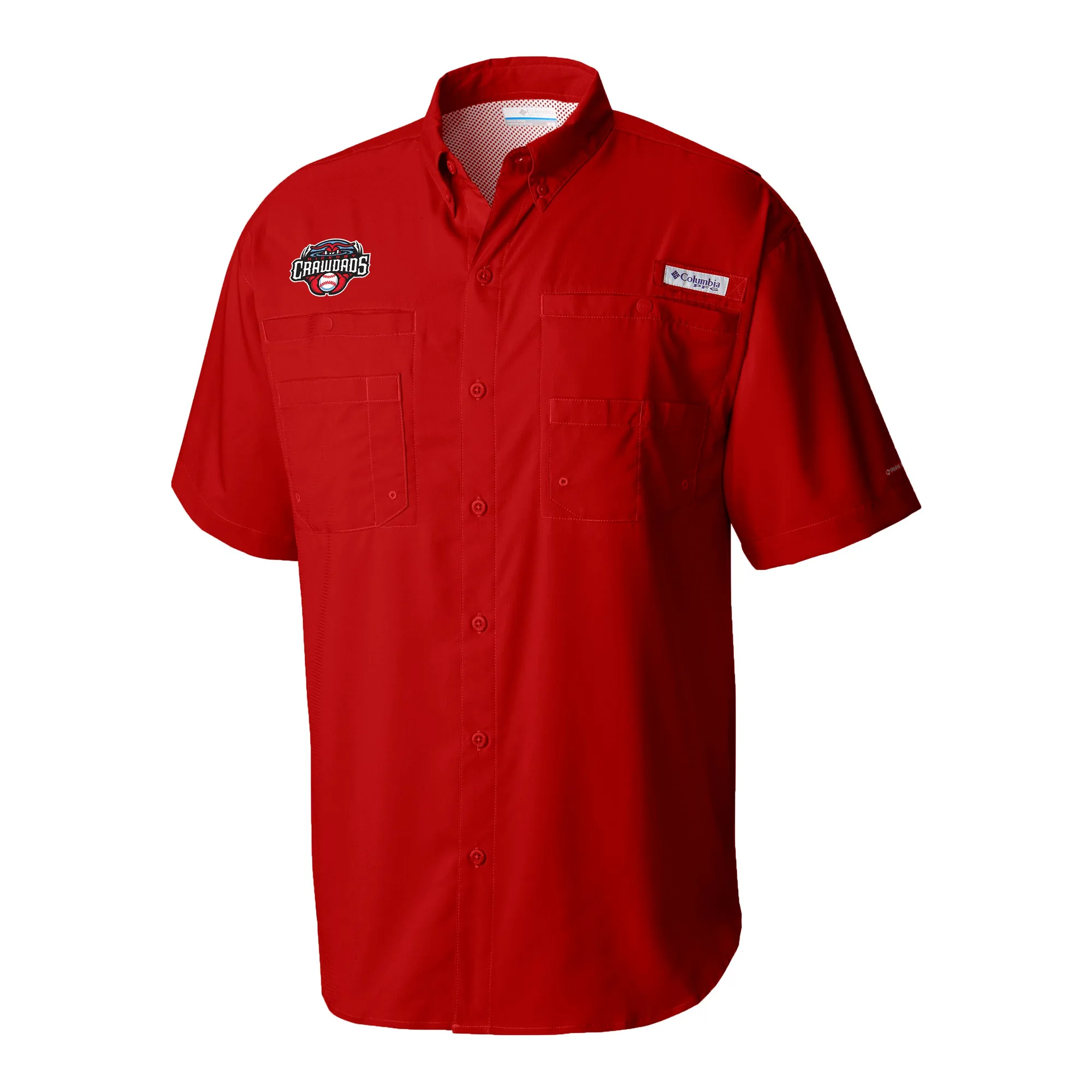 Camicia Columbia Hickory Crawdads rossa PFG Tamiami