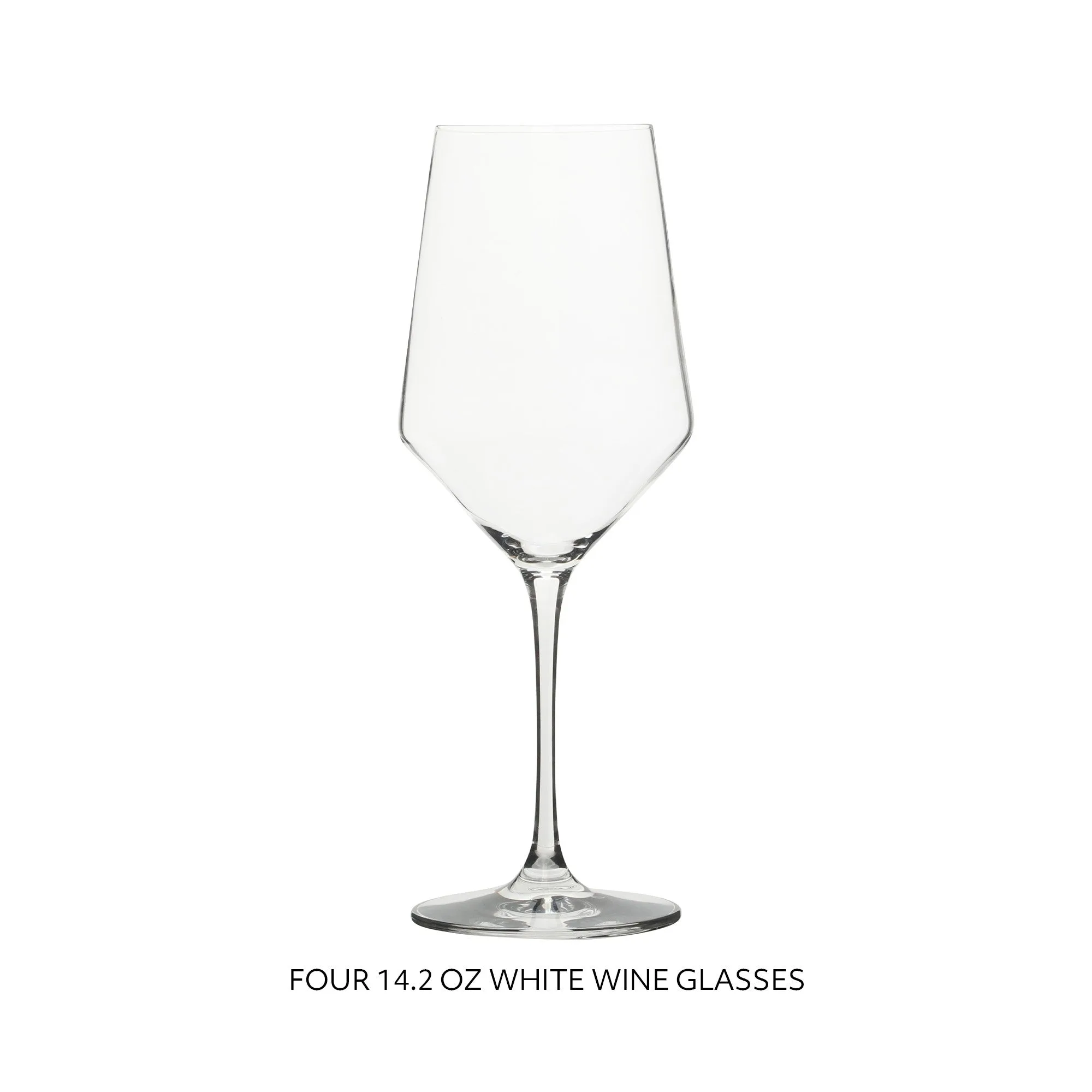 Sur La Table Kitchen Essentials Crystal Clear 14 OZ 4 Pack All Purpose White Wine Glass With Modern Curve Silhouette