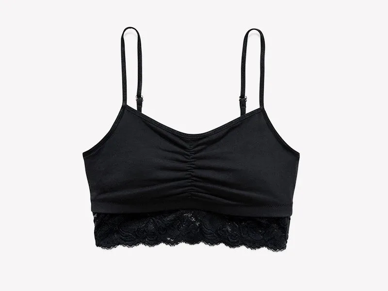Astrid Bralette with Lace, Black