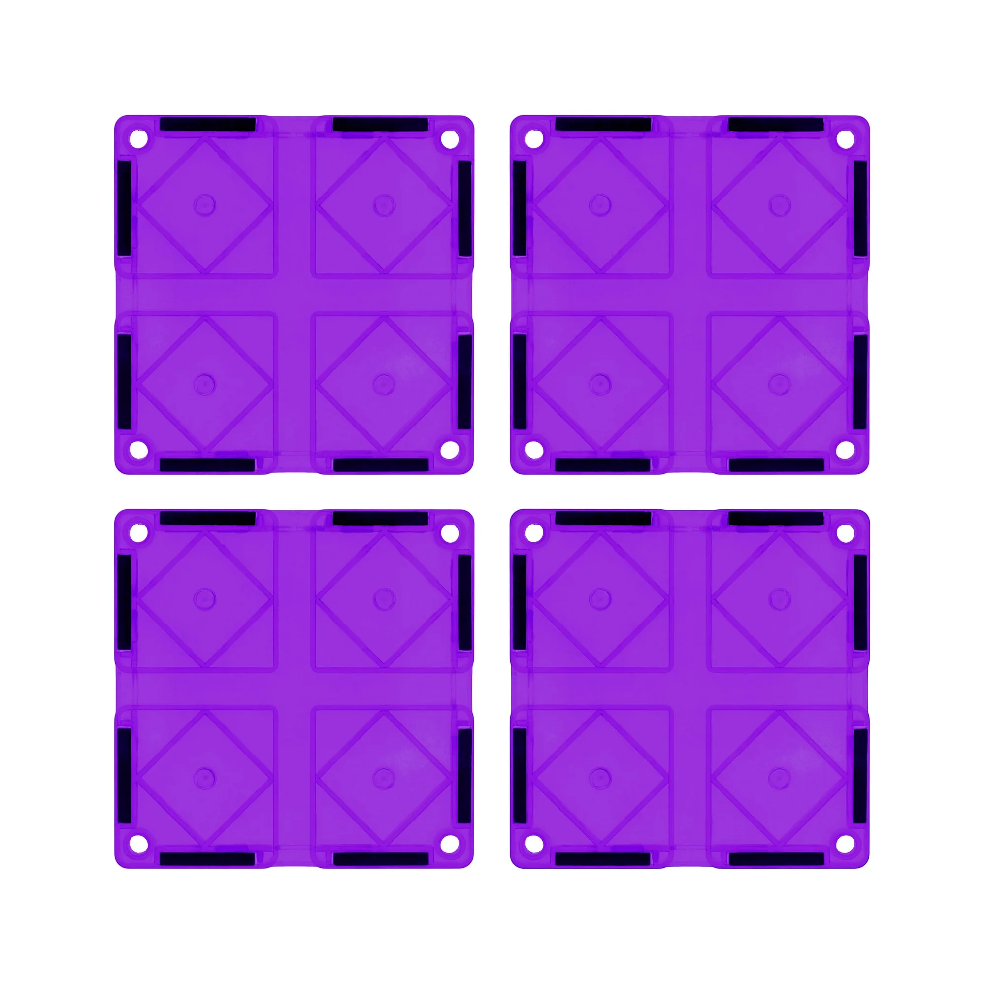 PicassoTiles 4 Piece Purple Race Car Track Short Magnetic Tiles