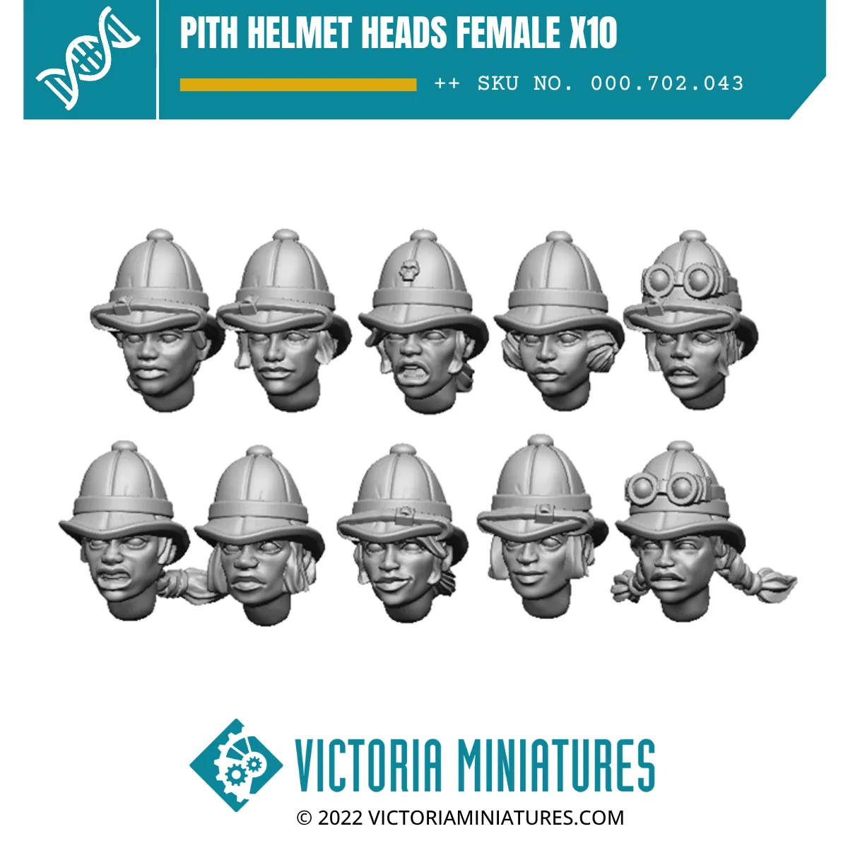 Pith Helmet Heads Female x10