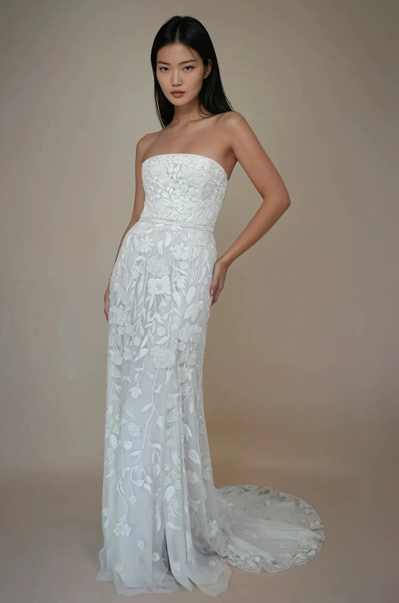 Wild Rose Tulle Bustier Gown | Floral White