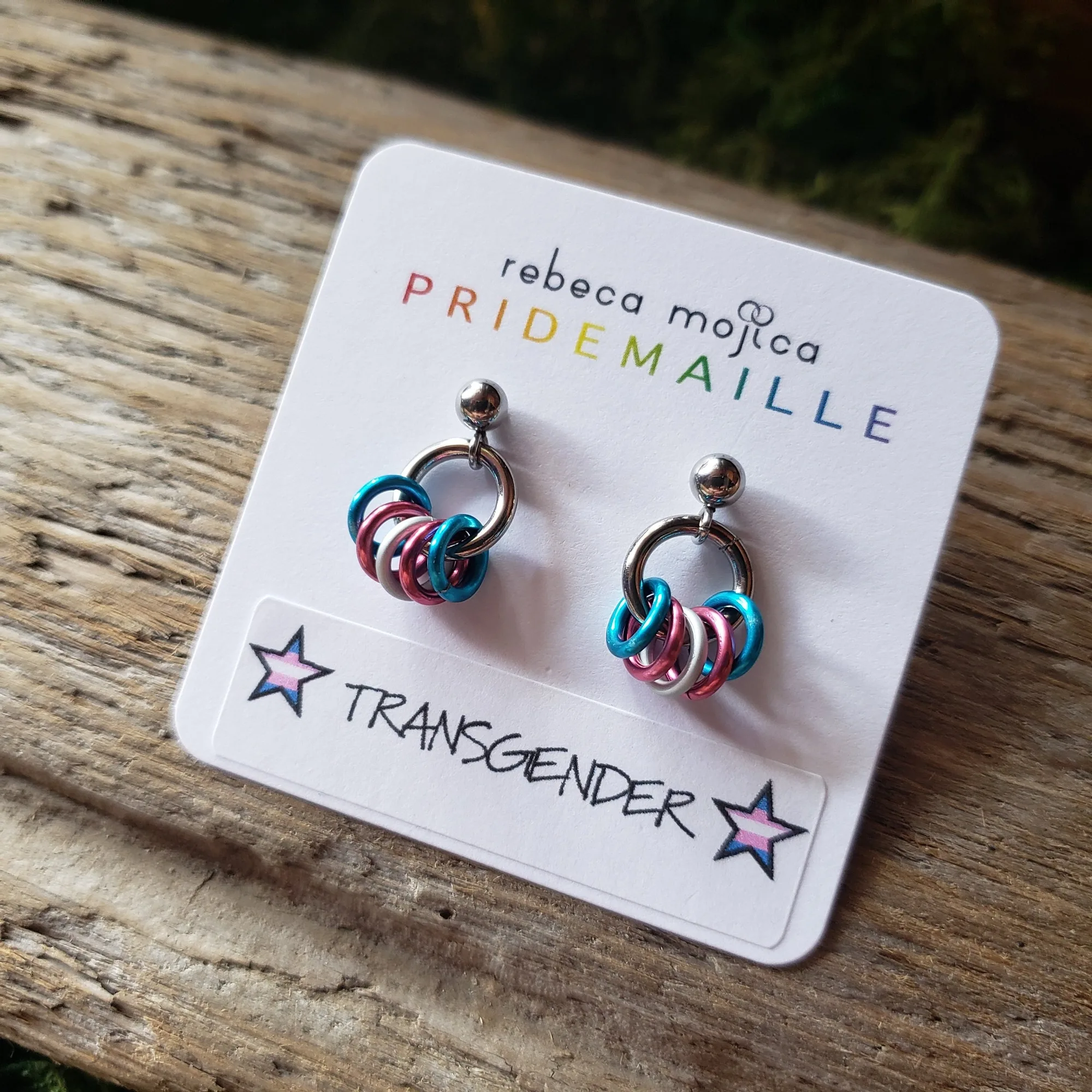 Tiny Chainmail Pride Flag Earrings