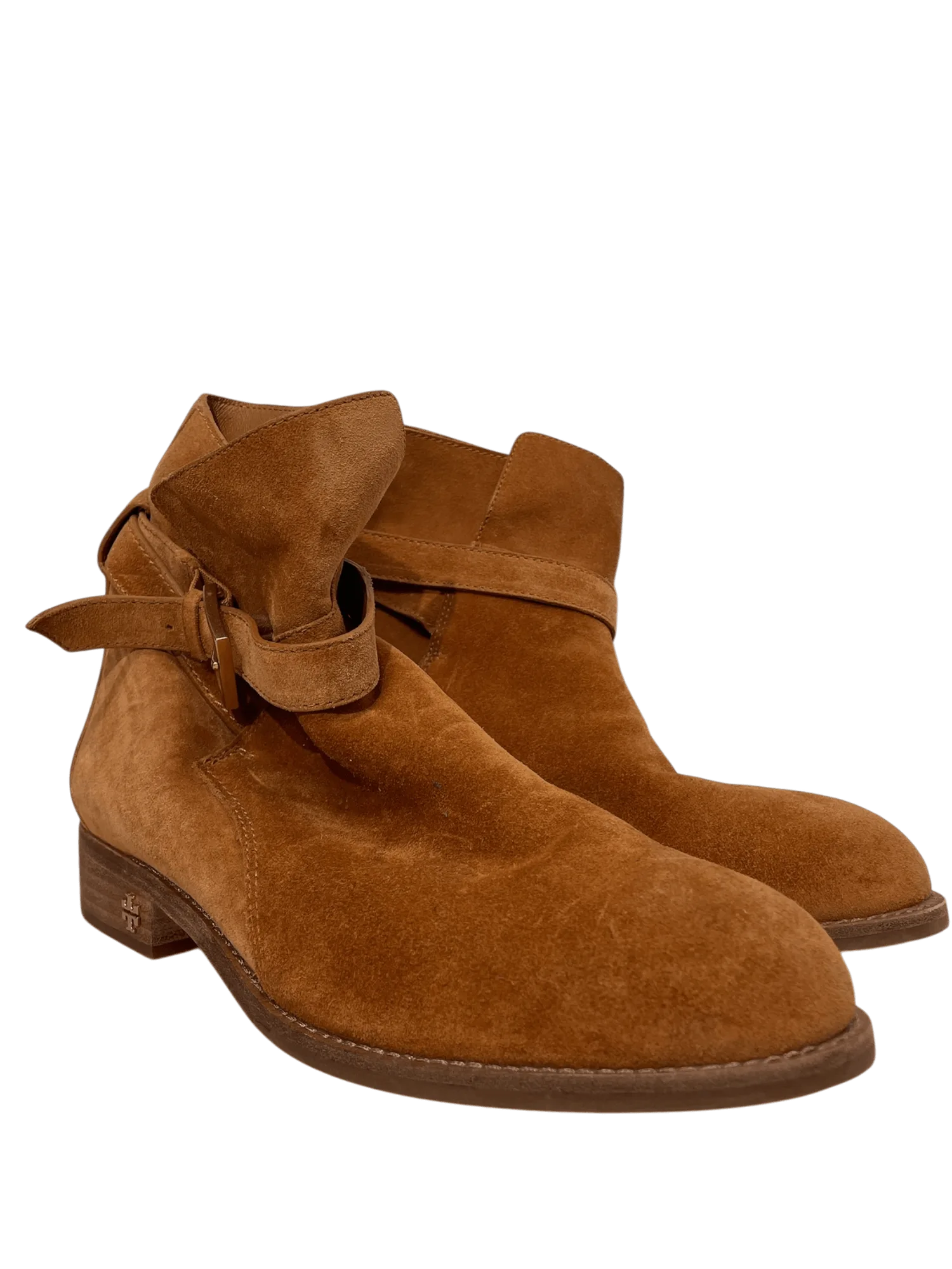 TORY BURCH/첼시 부츠/US 8.5/스웨이드/블랙/래핑 버클