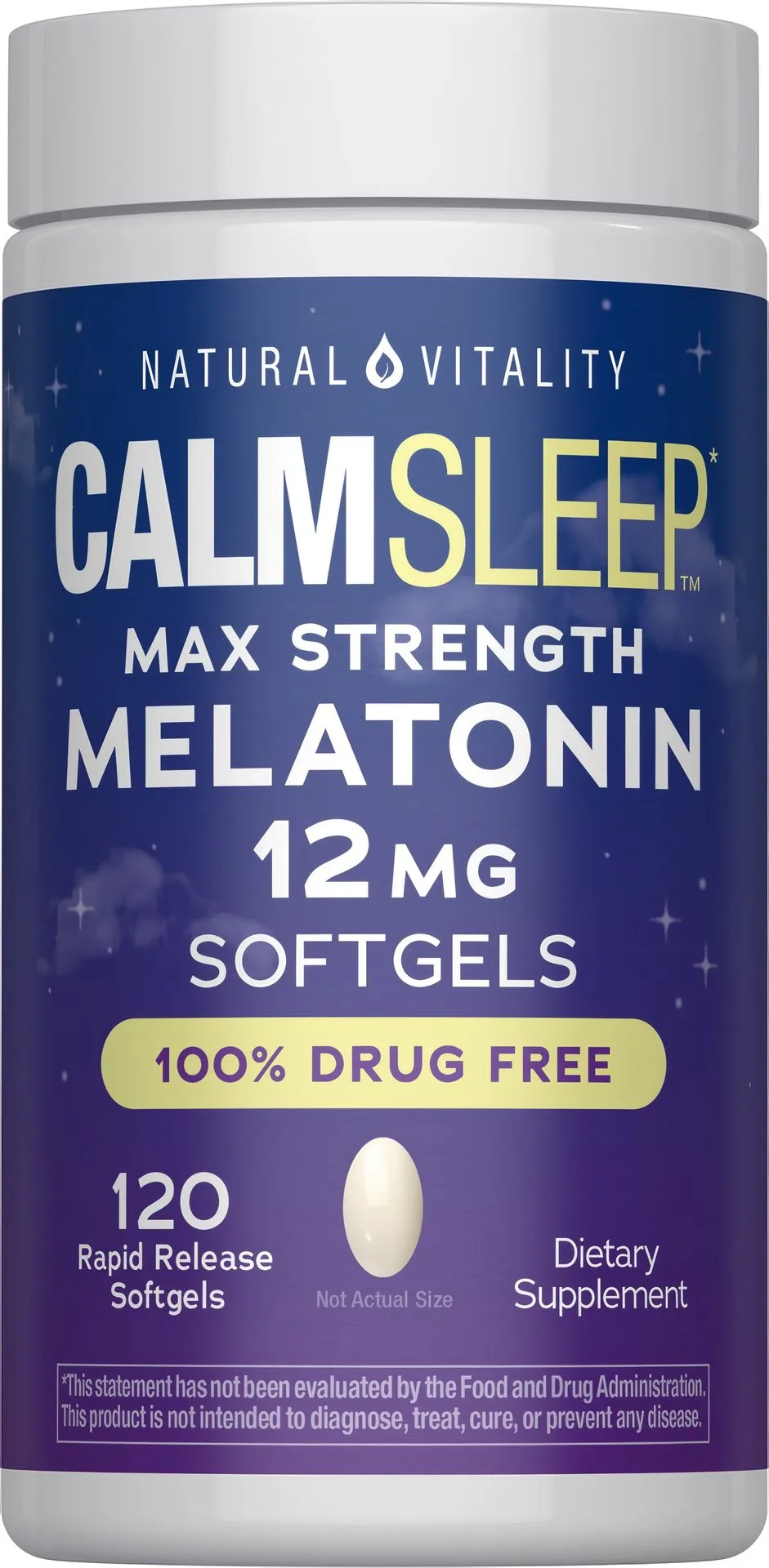 CALM Sleep Melatonin 12 mg Max Strength, 120 Rapid Release Softgels