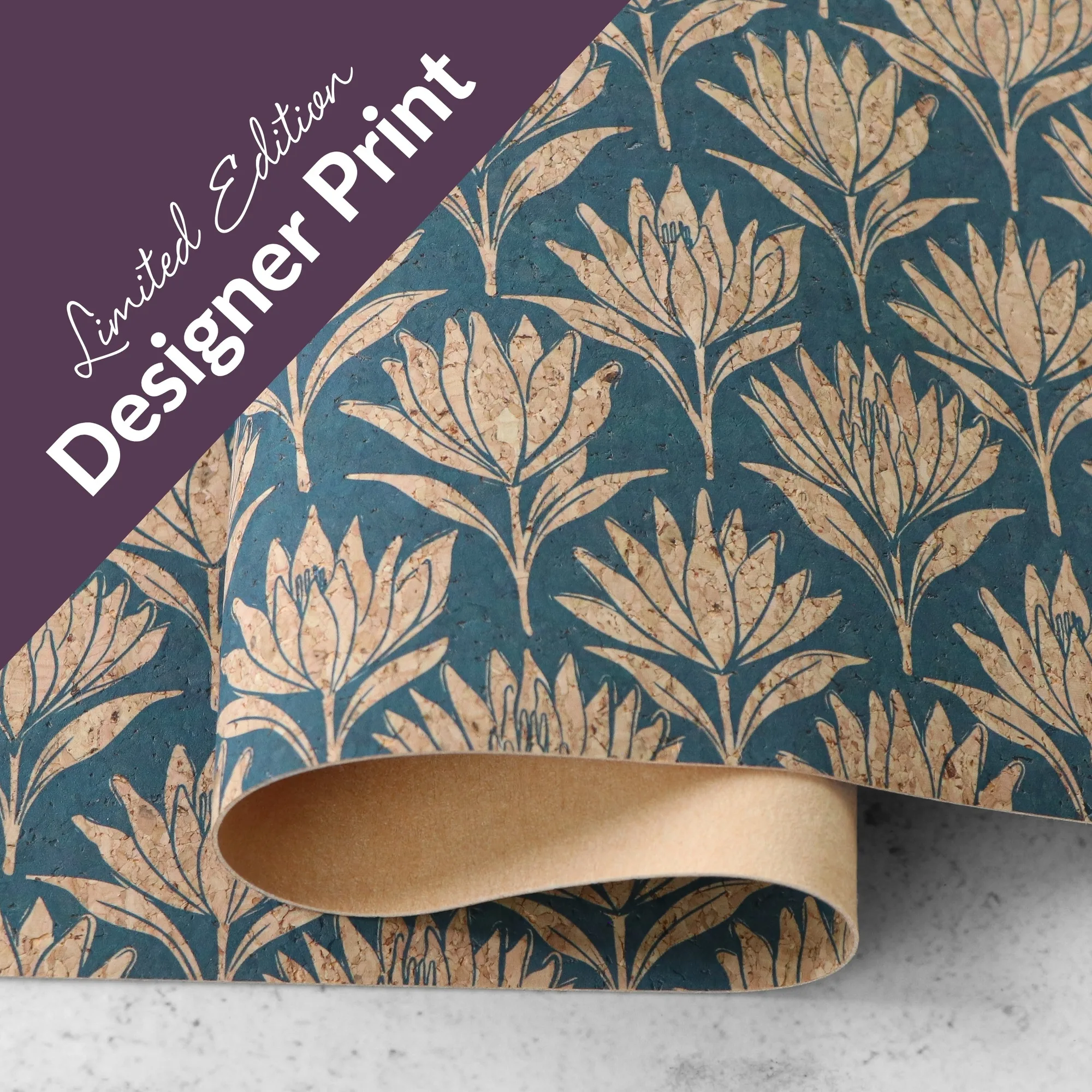 Stephanie Organes Designer Print: Water Lilies Cork Fabric
