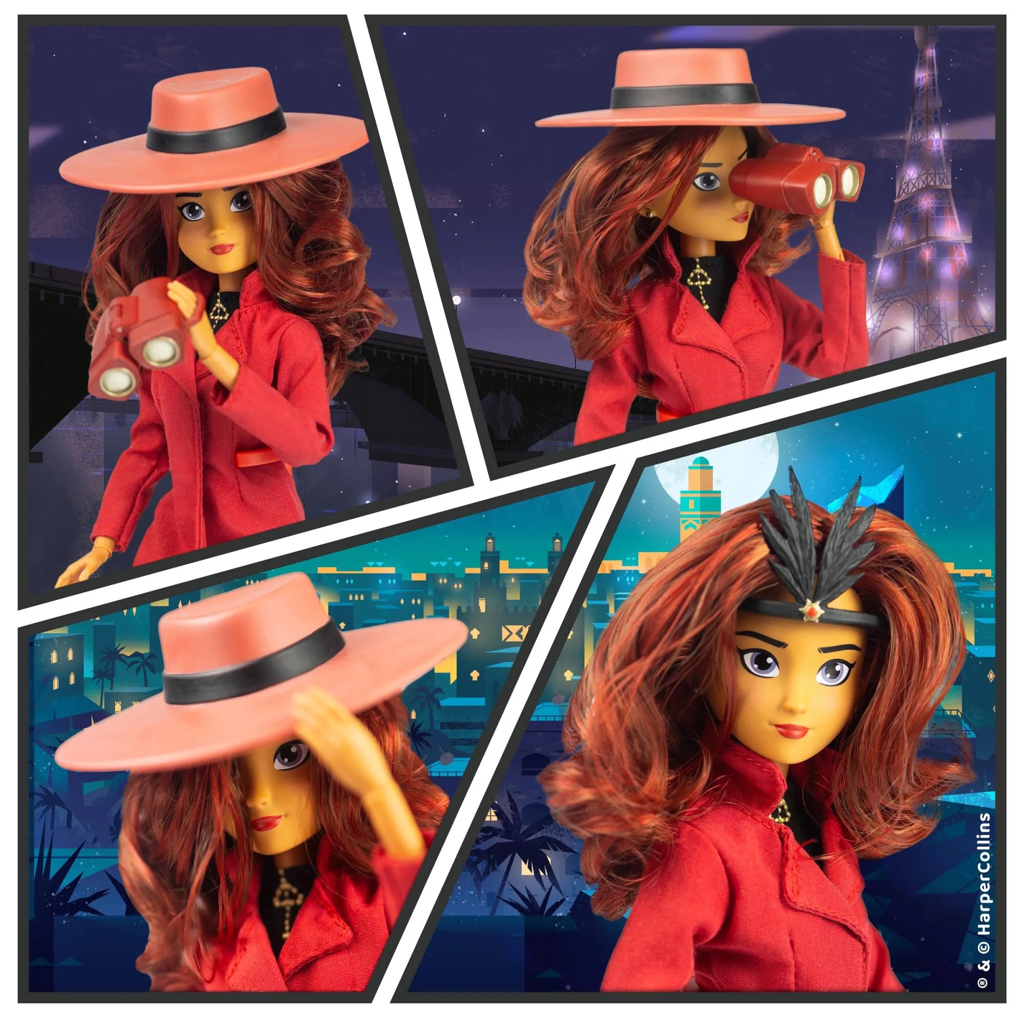 Muñeca Carmen Sandiego: variaciones de vestuario y guía de accesorios