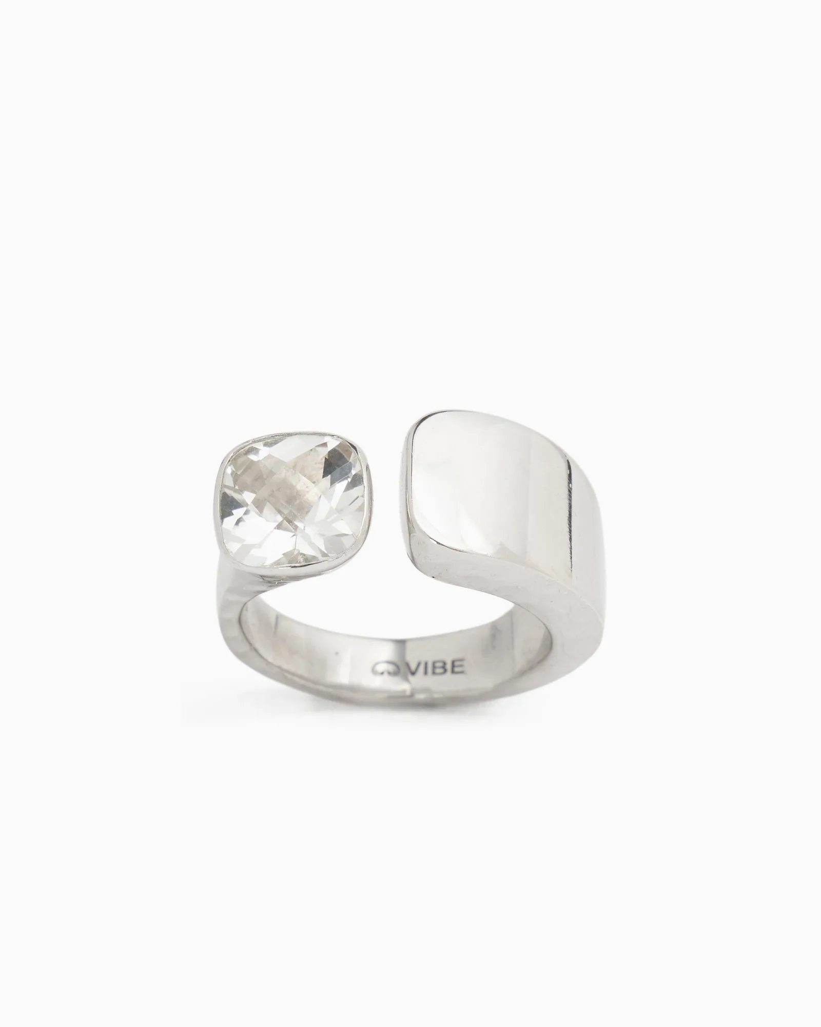 Bague anneau ouvert avec pierre - Zircon blanc