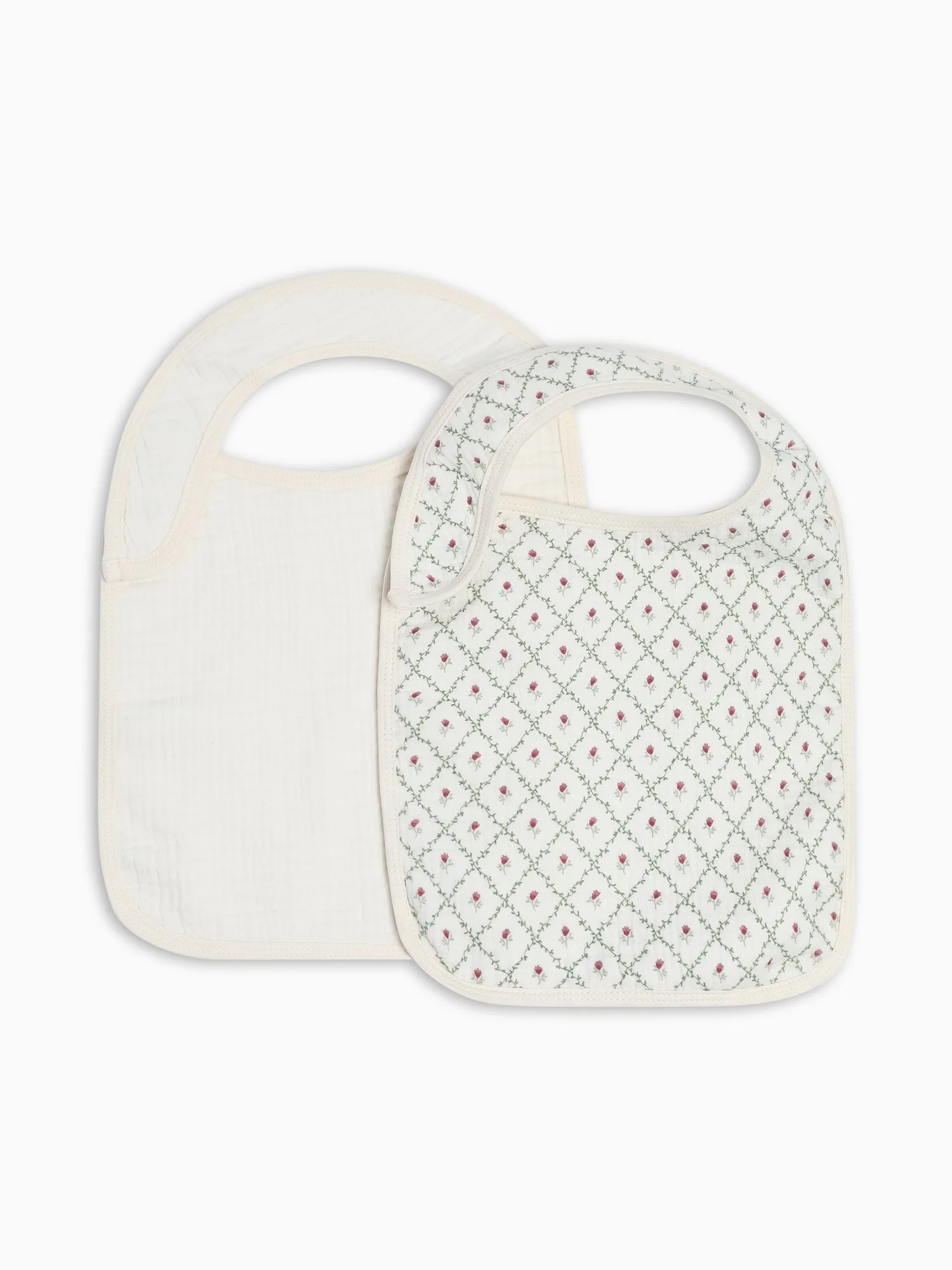 2-Pack Muslin Bibs - Hedge Floral + Ivory