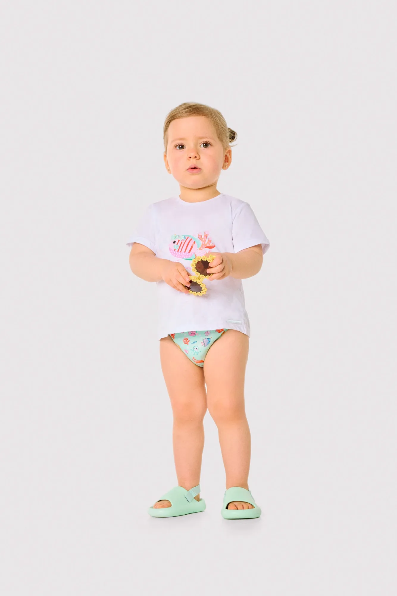 Conjunto bebé camiseta y braguita estampado fauna marina