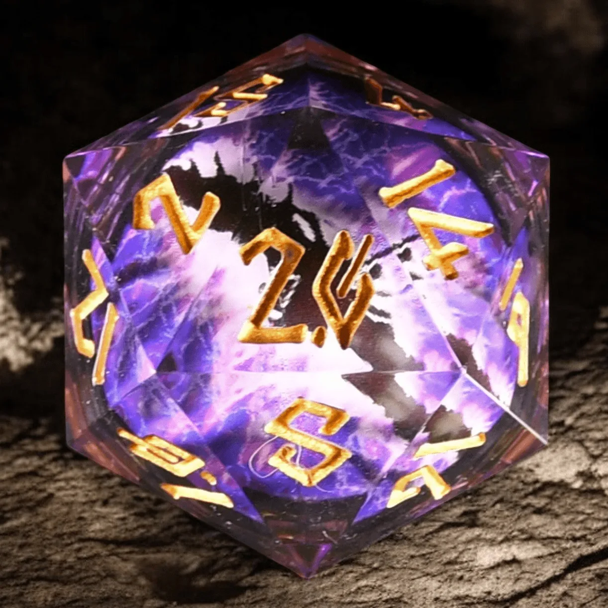 Pre-Order|| Enchanted Dragon Eye (Purple/Gold) Liquid Core 50mm D20