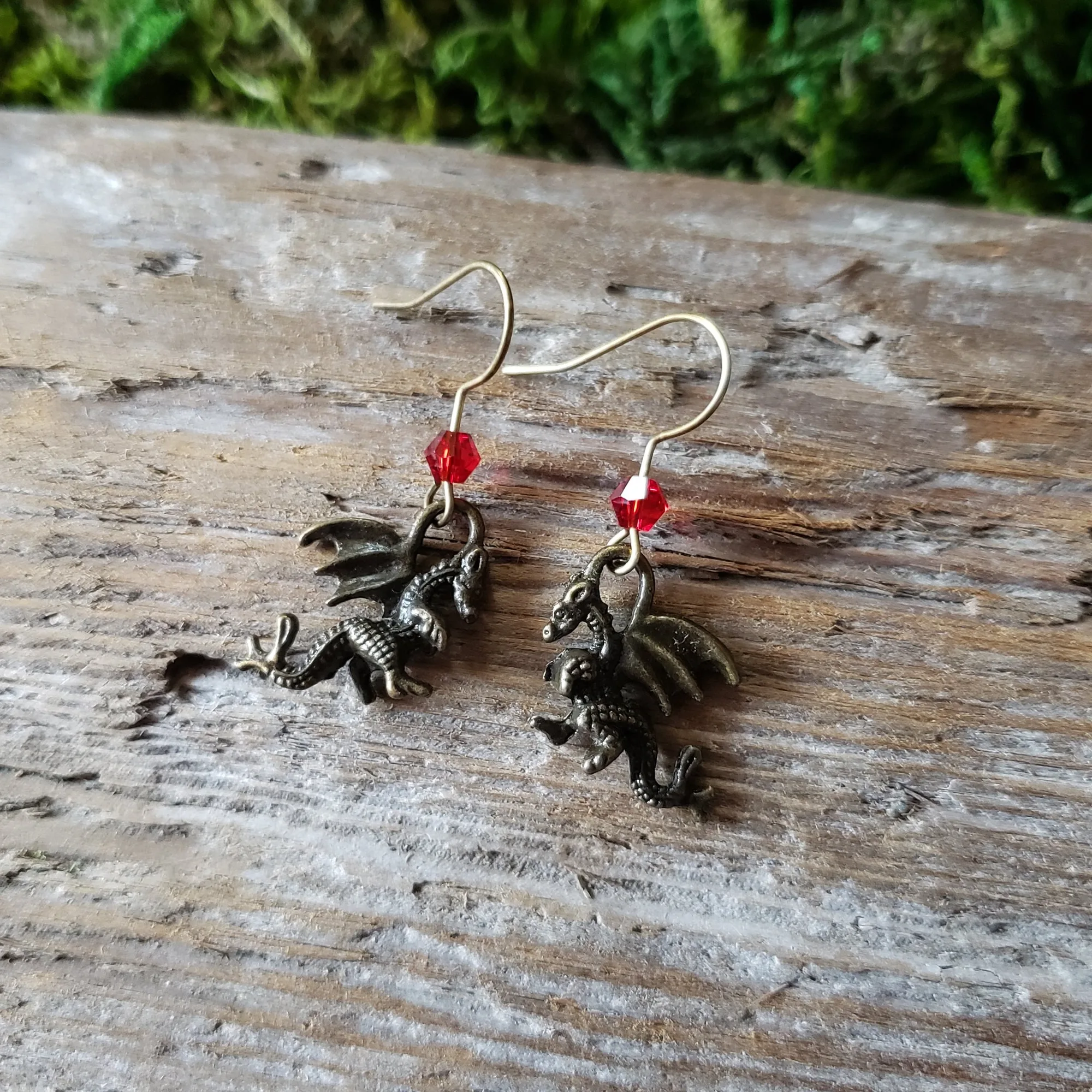 Tiny Brass Dragon Earrings